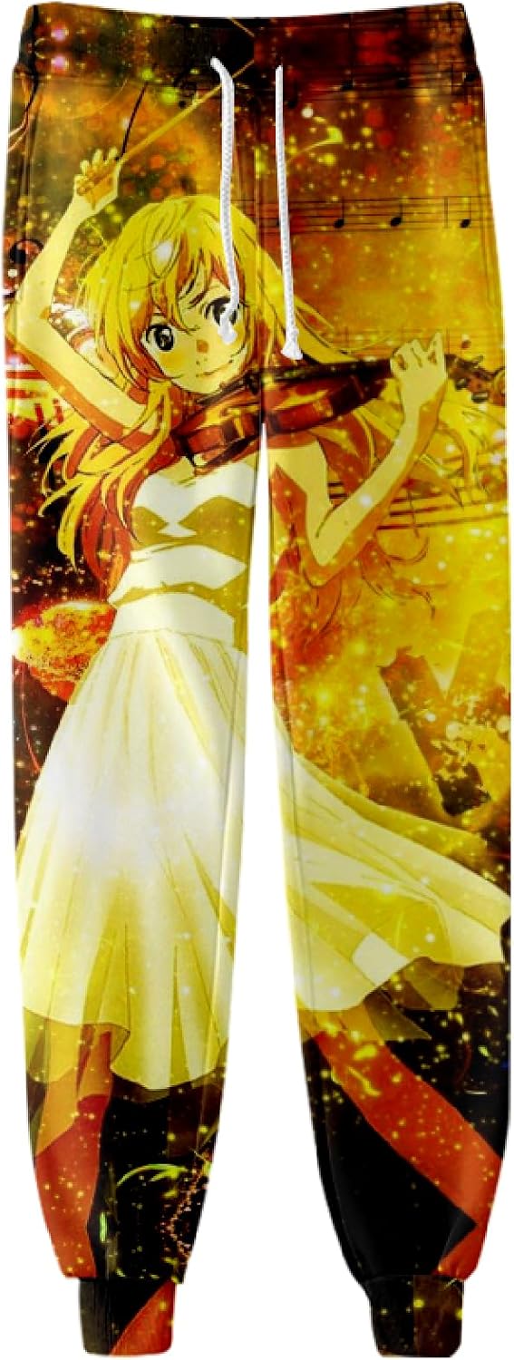 ISaikoy Anime Your Lie in April Pants Trousers Gym Joggers Drawstring Cosplay Costume Sweatpants