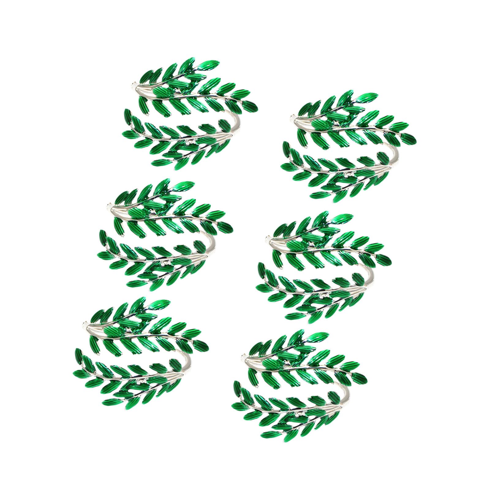 JAMIEKA Elegant Green Open Leaf Napkin Rings Napkin Holders Accessories for Formal Dining and Home Decoration