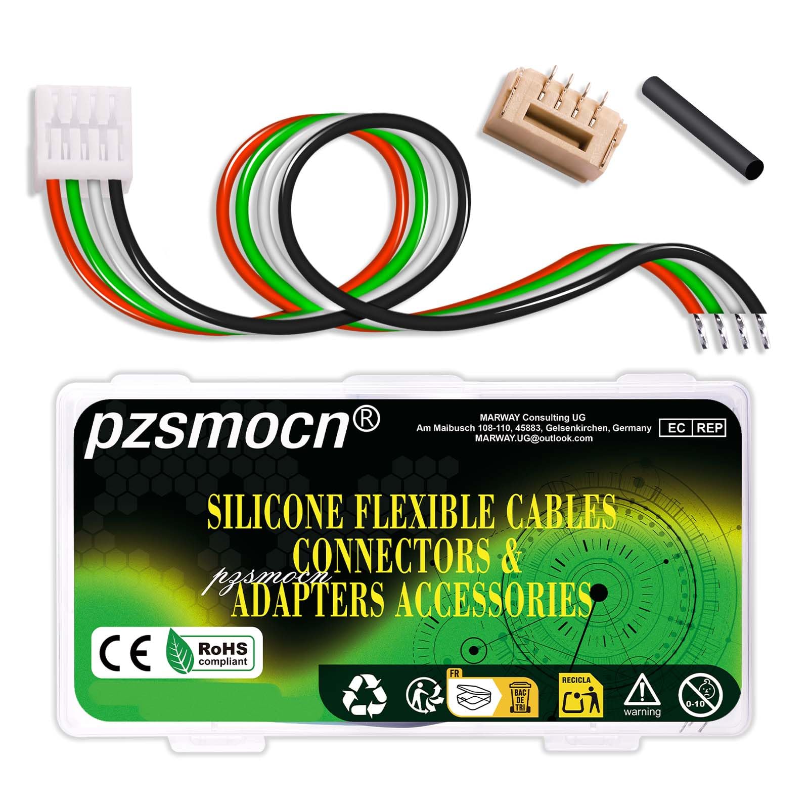 10 set/40 pezzi Mini Micro JST-GH-SMD-VHR 1,25 mm 4 pin 30 AWG Kit Cavo in Silicone, Connettore Femmina con Filo 20cm e Spina Maschio IC, per Strisce luminose a LED, Giocattoli RC, Batterie