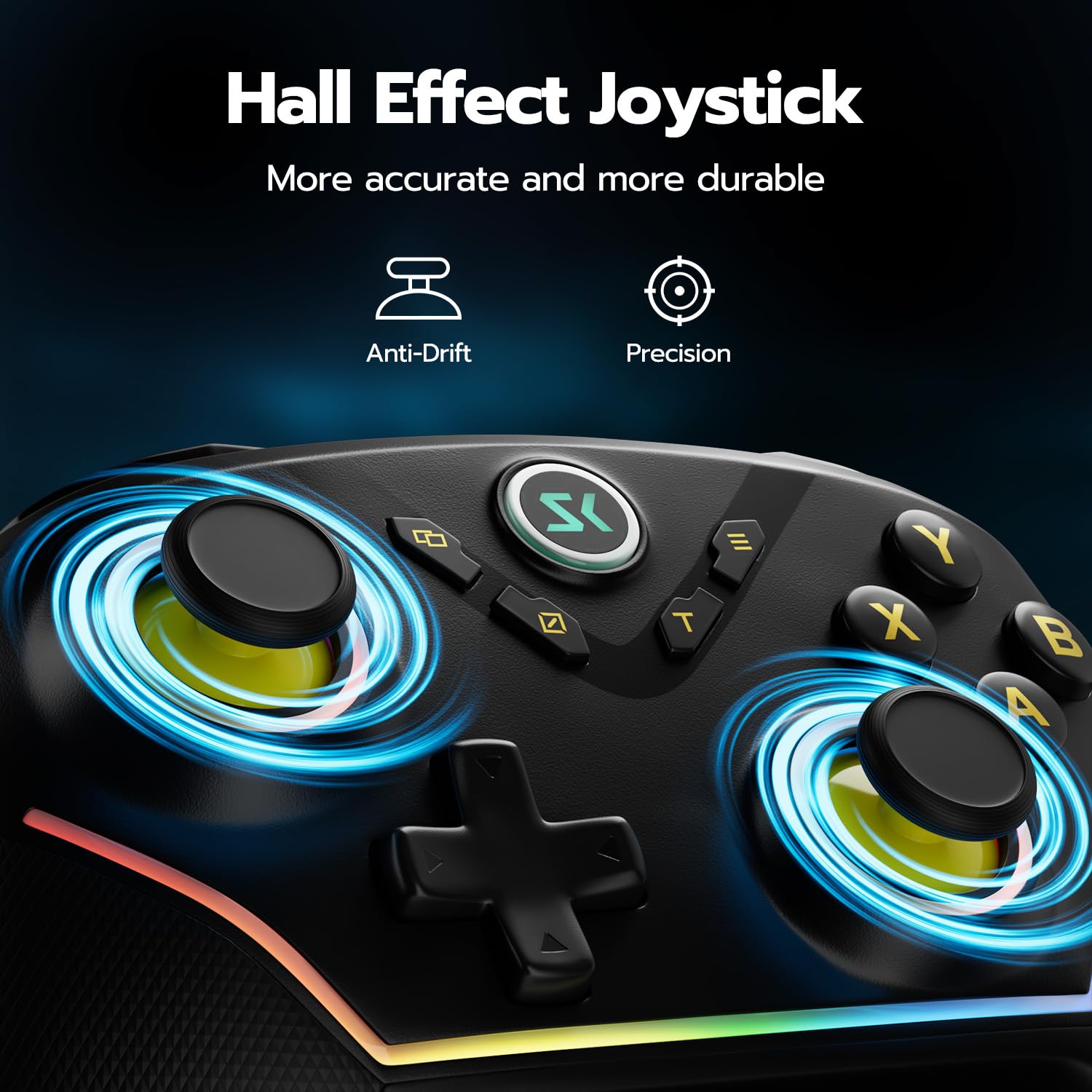 CHENGDAO 2,4G kabelloser Controller für PC/Windows/OLED/Lite/Android, Gamepad mit Hall-Effekt-Sensing-Joysticks und Hall-Triggern, mehrplattformkompatibel (Schwarz)
