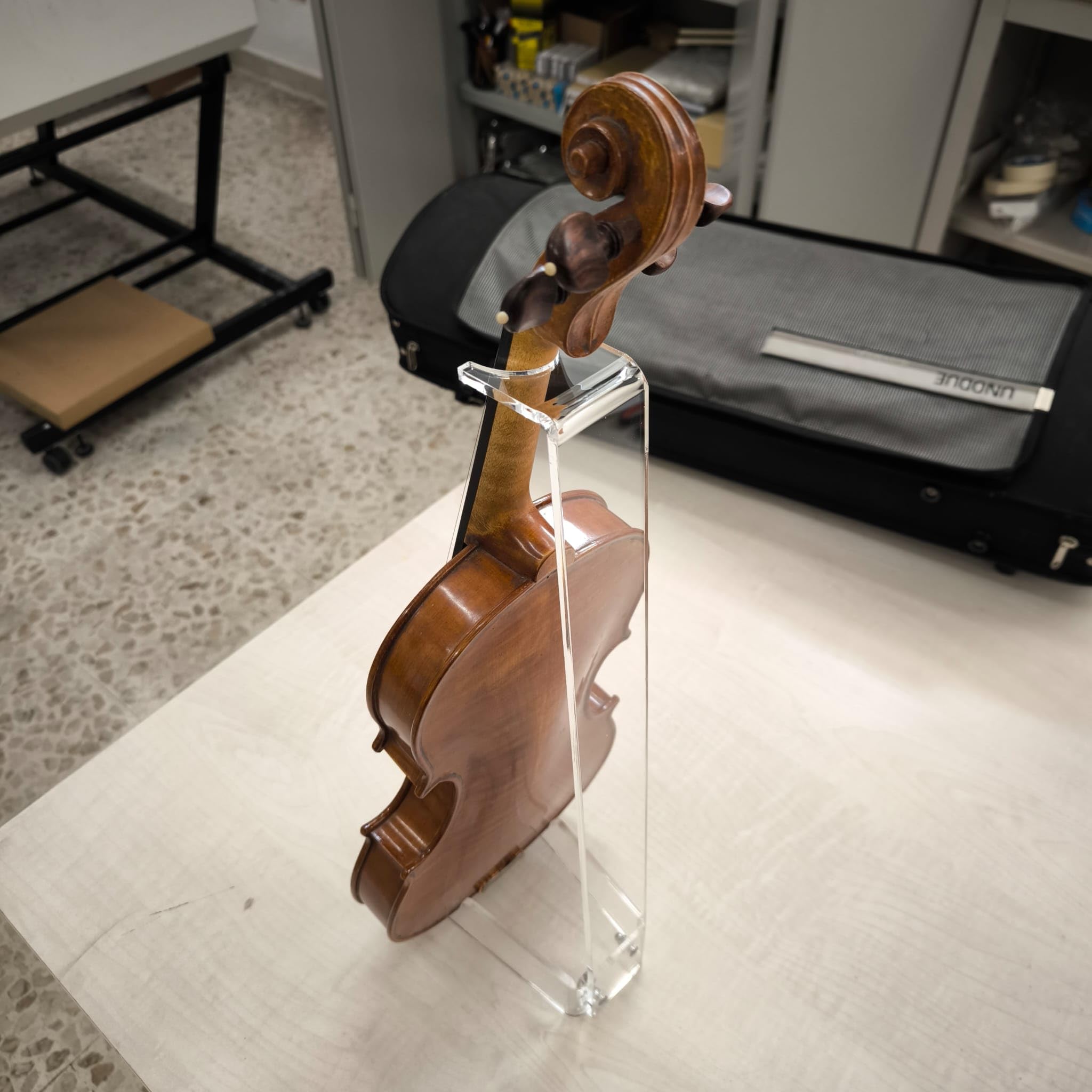 Supporto Espositore elegante per Violino in Plexiglass Trasparente - Altezza 48 cm, Spessore 6 mm, Finitura Lucida