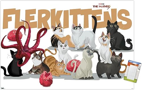 Trends International Marvel The Marvels - Póster de pared de Flerkittens, 14.72 x 22.37 pulgadas, paquete de póster y montaje prémium