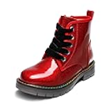 Girls Boys Glitter Ankle Boots Side Zipper Combat Shoes with Lace Up for Toddler/Little Kid/Big Kid