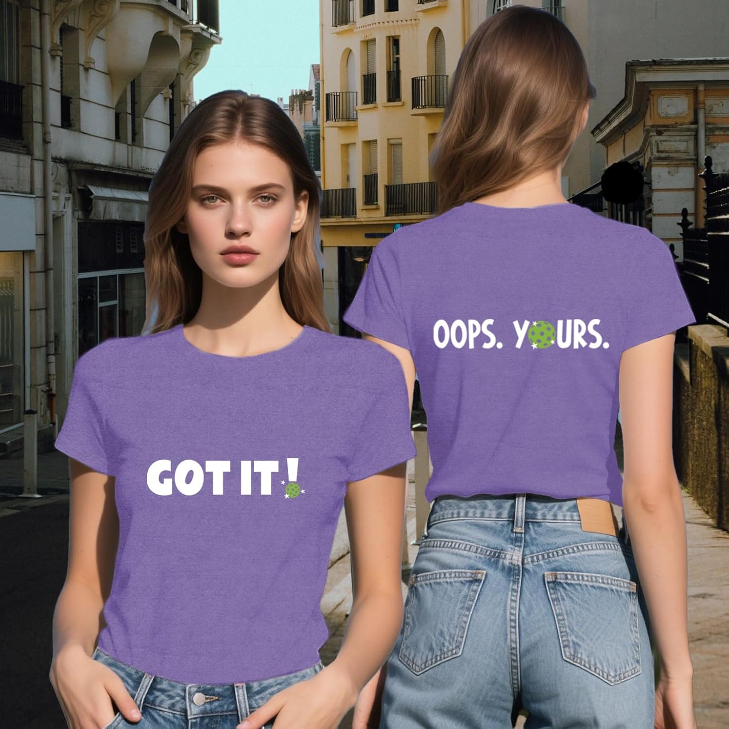 Pickleball Shirts for Women Pickleball Player T-Shirt Paddleball Front Back Printing Tee Tops - Image 3