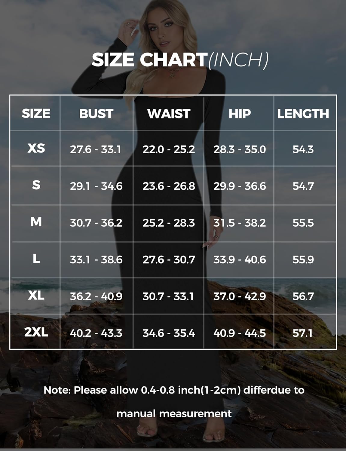 Buauty Women's Bodycon Maxi Dresses, Ribbed Square Neck Long Dress, Fall Long Sleeve Lounge Dress for Women - Image 7