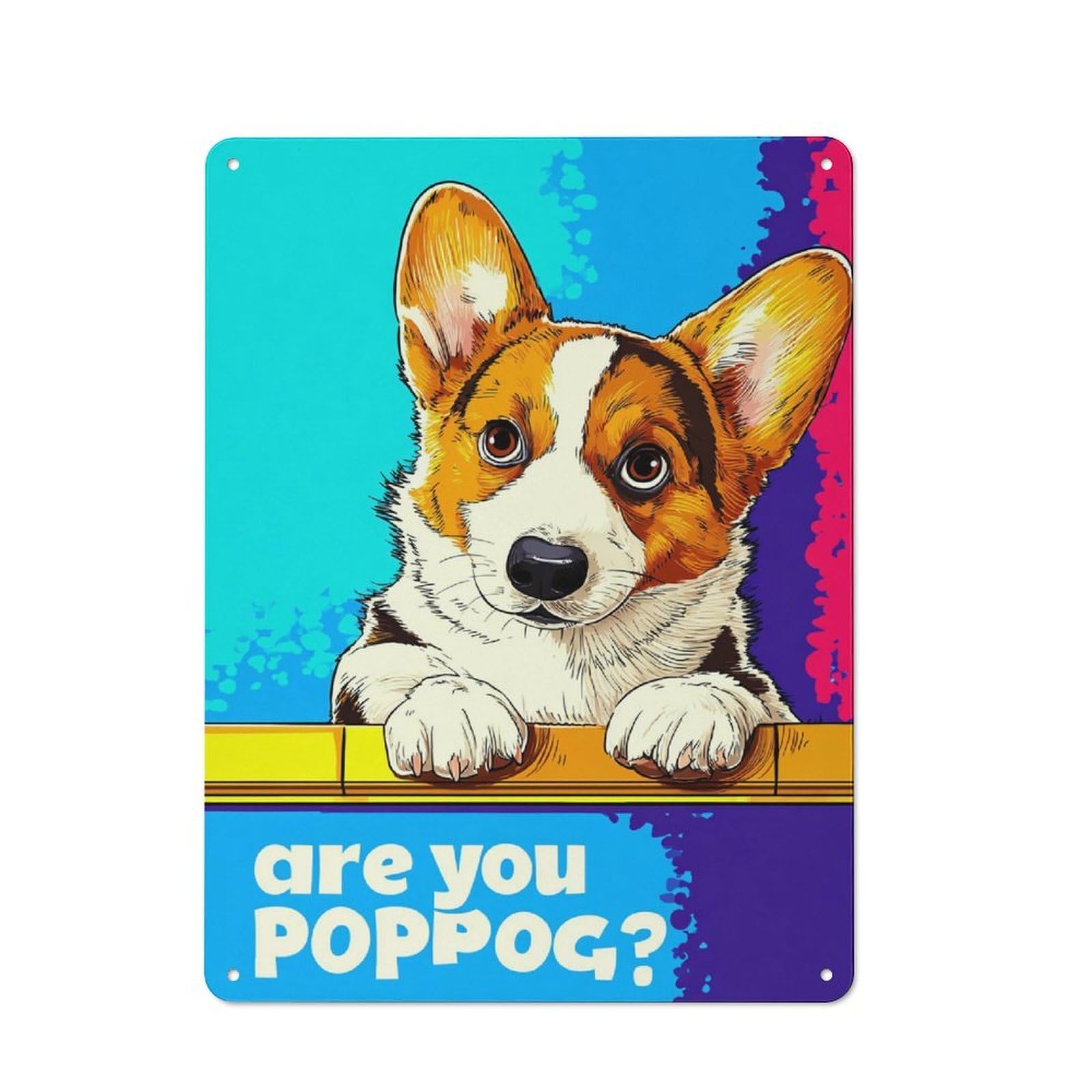 Junmoney Adorable Corgi Poster Vintage Tin Sign With Design 40X30cm, Nostalgic Nostalgic Wall Art For Living Room, Hallway, Kitchen Or Cafe
