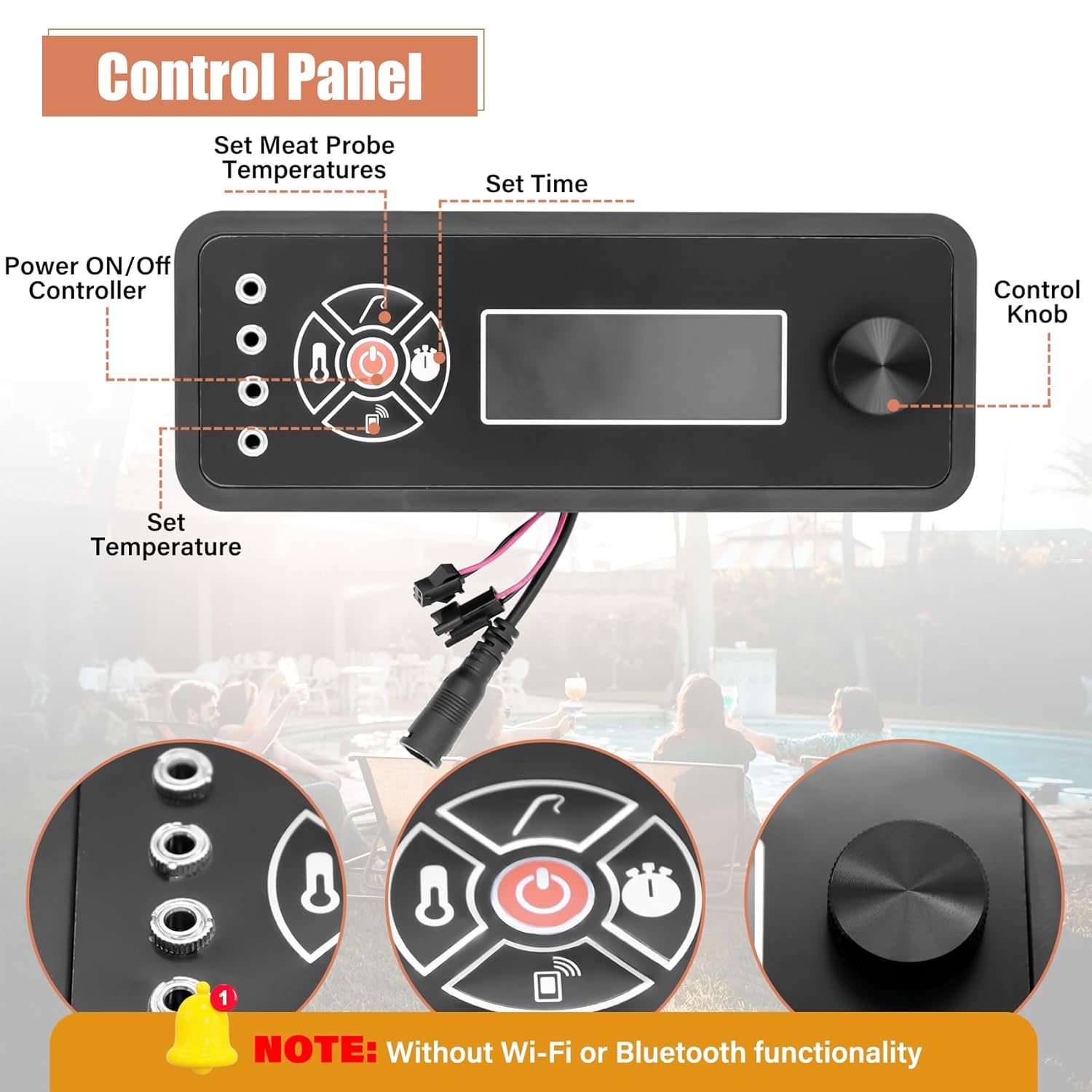 Non-WiFi Control Panel, Meat Probes, Temperature Sensor Replacement Kit for Masterbuilt Gravity Series 560/800/1050 Digital Charcoal Grill+Smoker, Parts Include: Controller, 2 Meat Probes, Temp Sensor