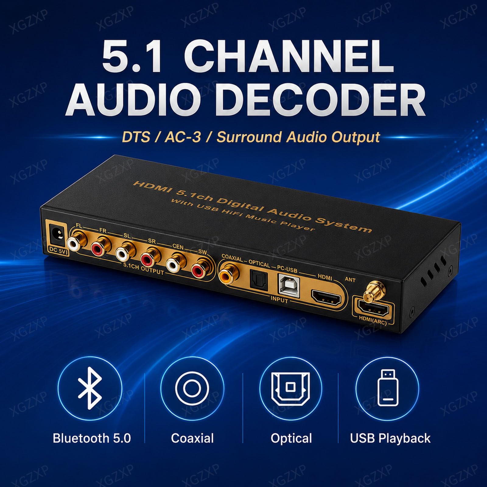 Extracteur Audio/convertisseur Compatible 5.1 Canaux DTS/hdmi Ac3, Sortie Audio Analogique Optique Coaxiale, Compatible 2.0 Et 5.1 Canaux, Extracteur Numérique Multifonctionnel pour