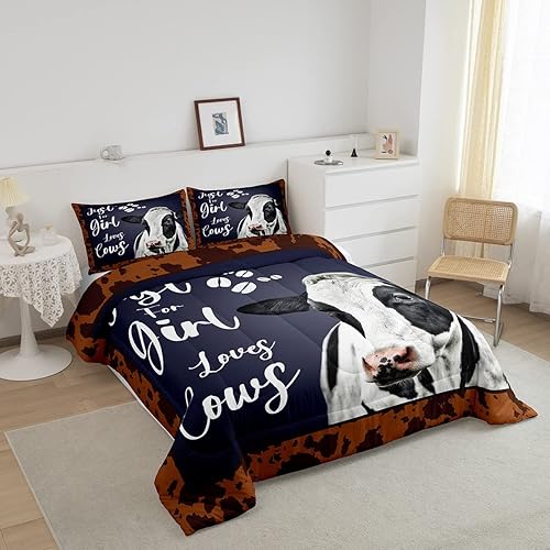 Miniatura 2 de Erosebridal Juego de edredón de vaca, tamaño matrimonial, juegos de ropa de cama de vaca lechera para niños, niñas y adultos, edredón de plumón con