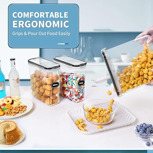 Miniatura 6 de Contenedores de cereales, recipiente hermético para almacenamiento de alimentos con tapa de 4 2.5L85.4 onzas para organización de cocina y despensa,