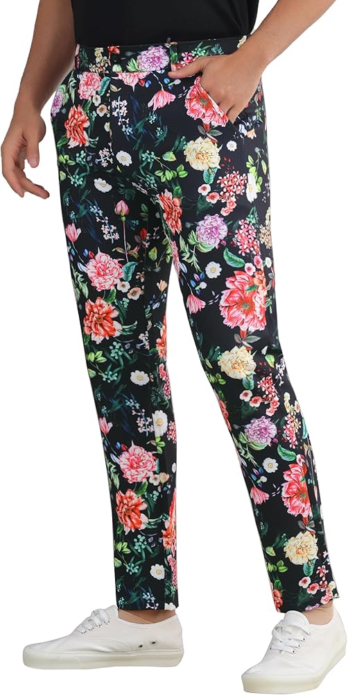 【新品未使用,タグ付き】FLOWER MOTIF SH.PANTS | MEN Lars Amadeus Floral Printed Pants for Men's Contrasting Colors