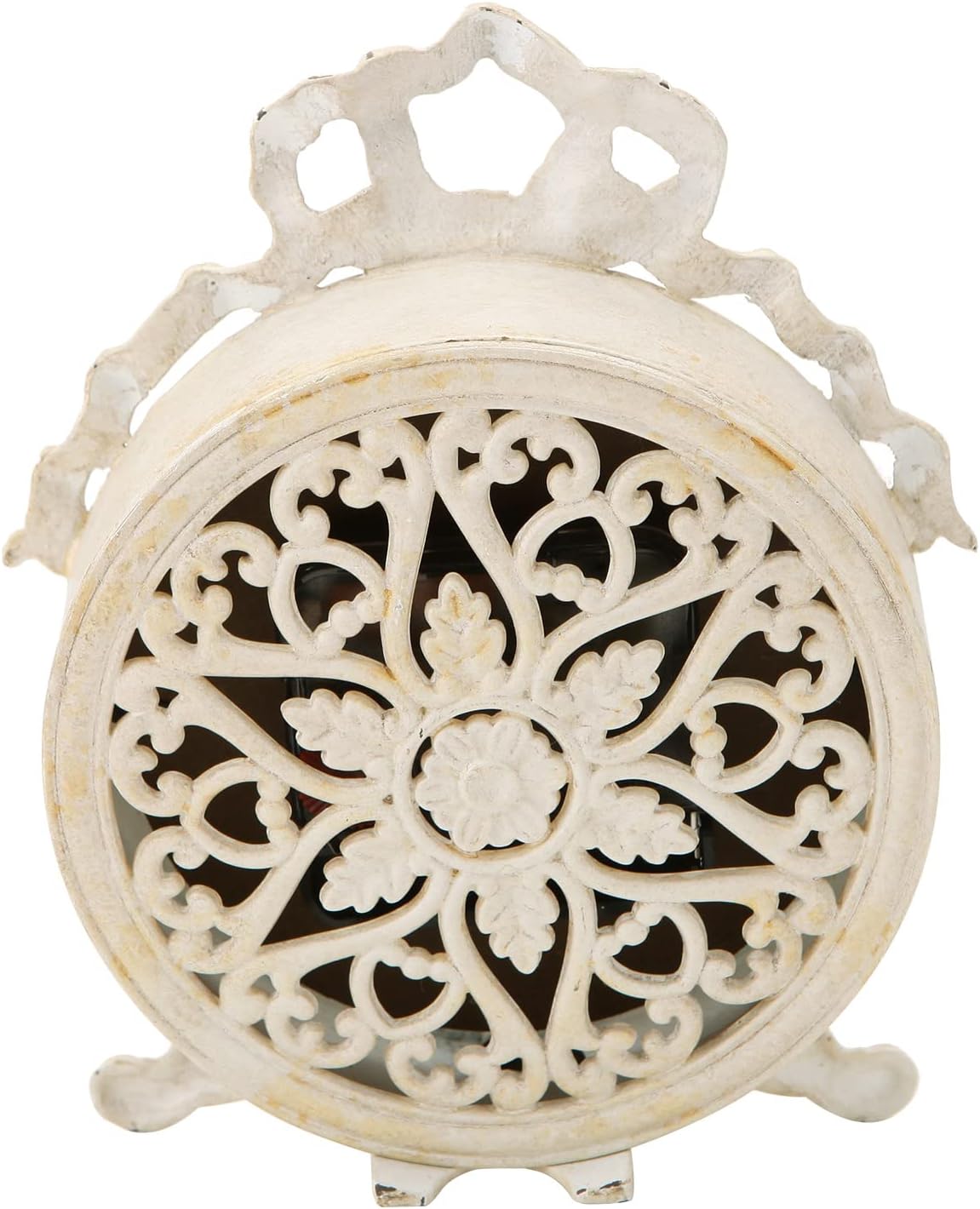 NIKKY HOME Small Table Clock Silent Non-Ticking, Shelf Desk Top Clock Battery Operated Vintage Rustic Design, Chic Home Decor for Fireplace Mantel, Desktop, Countertop, Beige