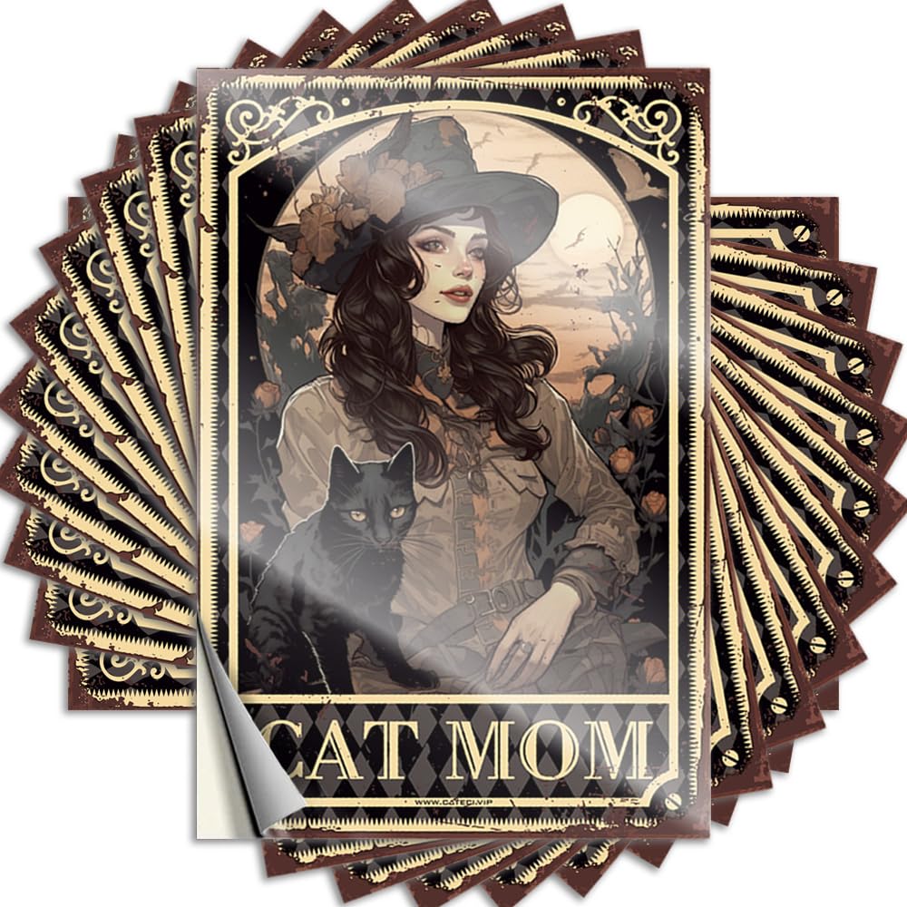 Tattoo Bar Cart Decor Peel and Stick - Witch Cat Mom Sweet Fuzzy Waterproof Vinyl for Truck(12X18CM)