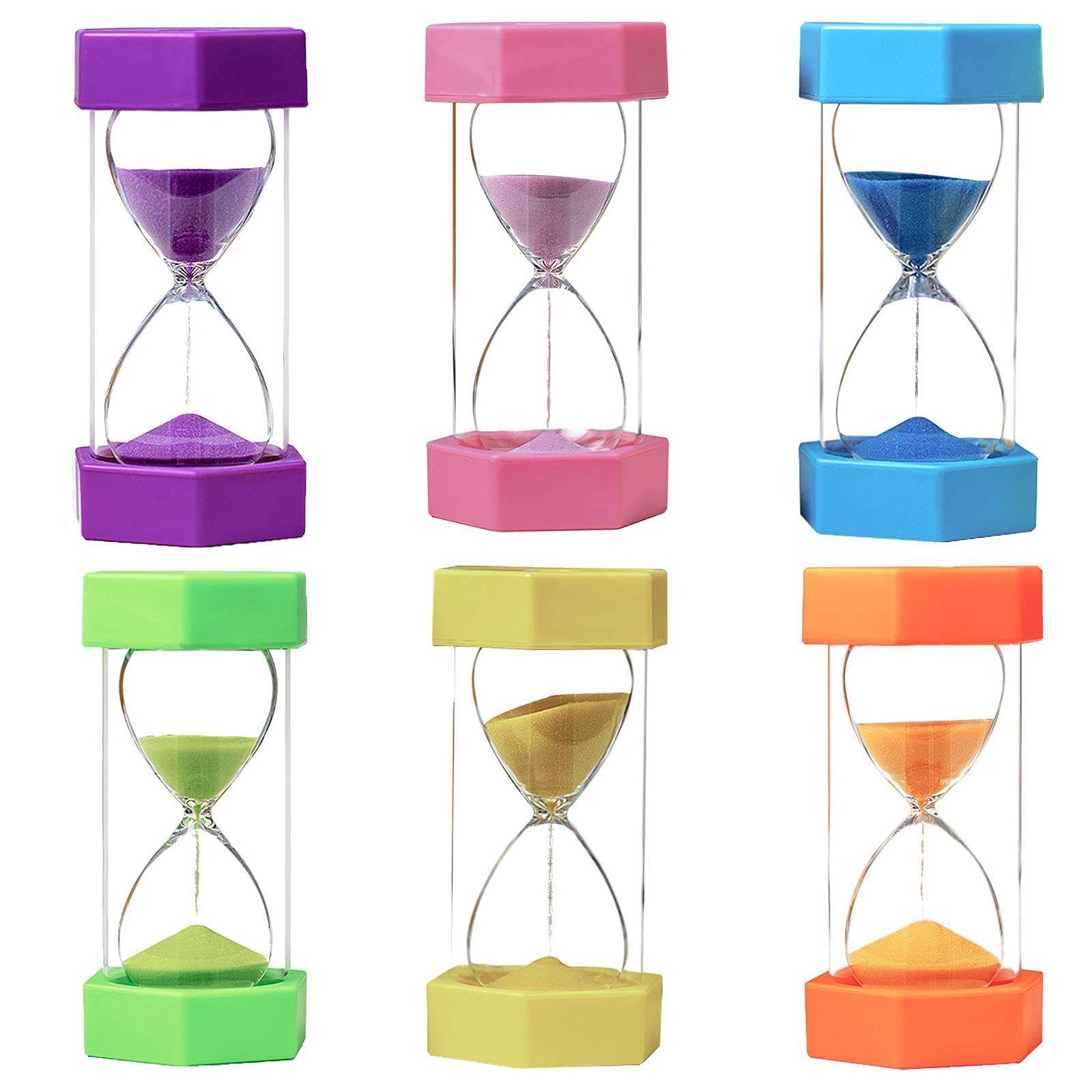 Sanduhr Sand Timer, Sanduhr for Kinder, 1/3/5/10/15/30 Minuten, bunter Zahnbürsten-Timer for Kinder, die Spiele spielen, Klassenzimmer, Küche, Büro, Dekoration(5pieces of 1+3+5+10+30 Minutes)