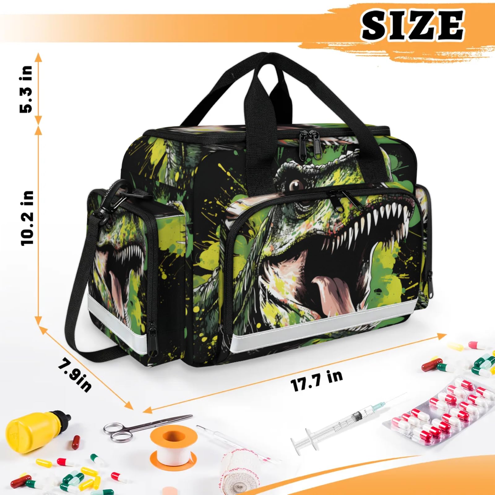 GzLeyigou First Aid Bags Empty, Gigantic Dinosaurs Emergency Bag First Aid Kit Multiple Compartment Kit Carrier On Call Trauma Bag For Paramedics Emergency Medical Supplies Kit