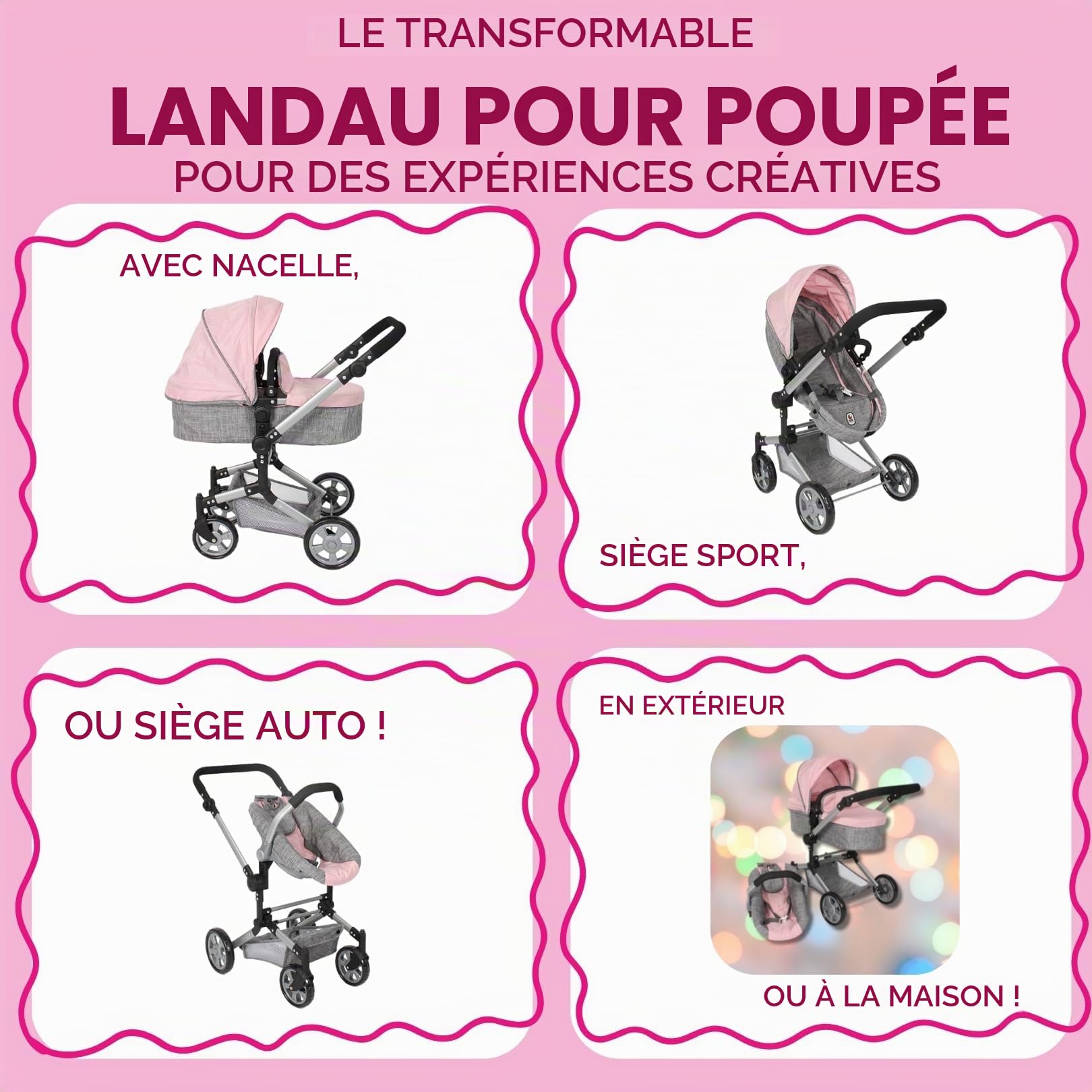 Bayer Chic 2000 Poussette poupée 3 en 1 Linus Pliable réglable