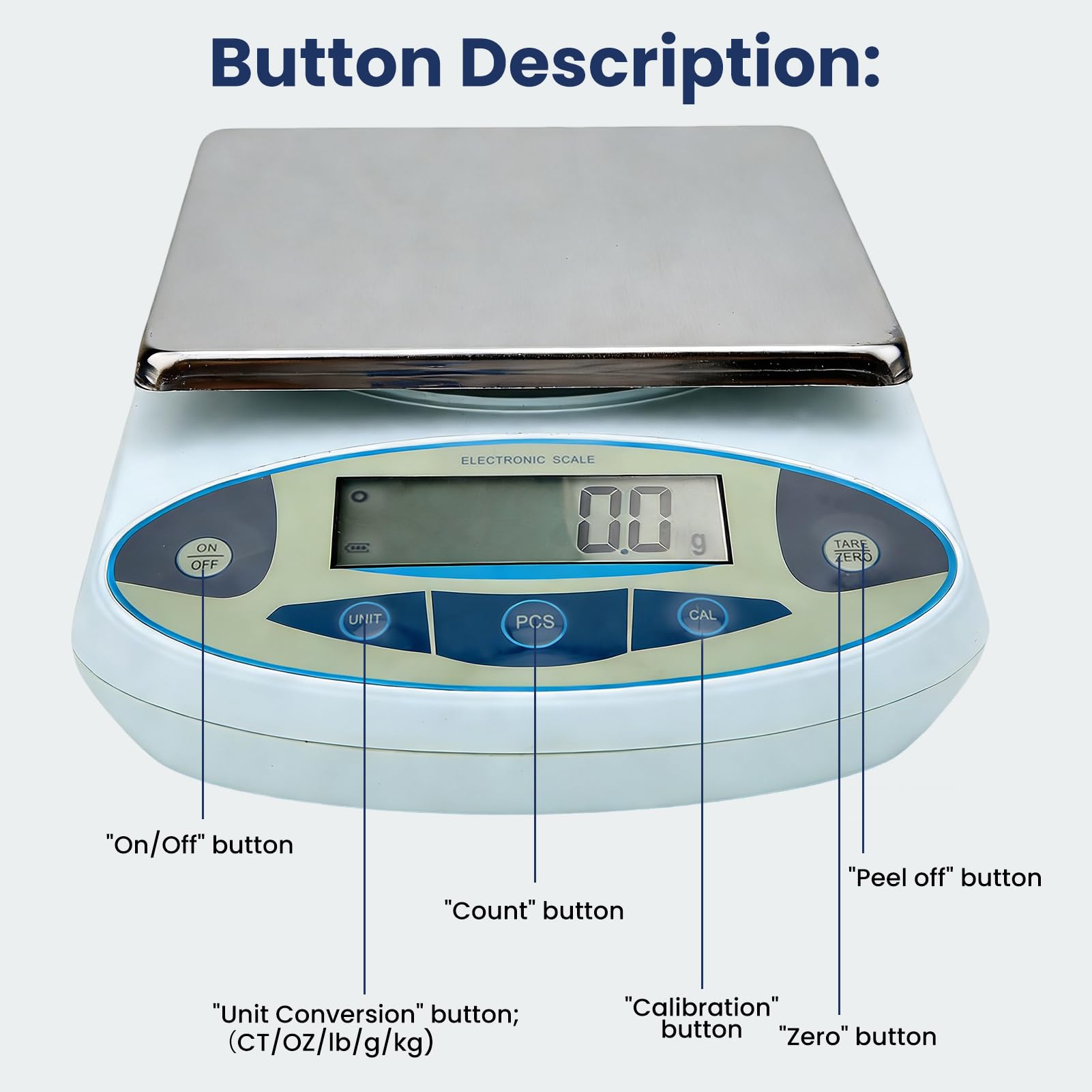 Oumefar Báscula de laboratorio, precisión de 10 kg, 0,1 g, balanza electrónica, analítica, digital, precisa, báscula de pesaje portátil para laboratorio y uso al aire libre (enchufe de EE. UU.)
