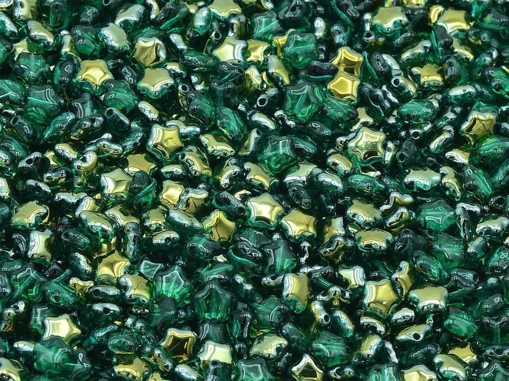 30pcs Flat Star Beads, Mixed Colors (Mix), Glass, Czech Republic (0.24 inches)