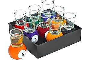 Billiards Decor: Billiards Pool Ball Shot Glasses, Set of 9