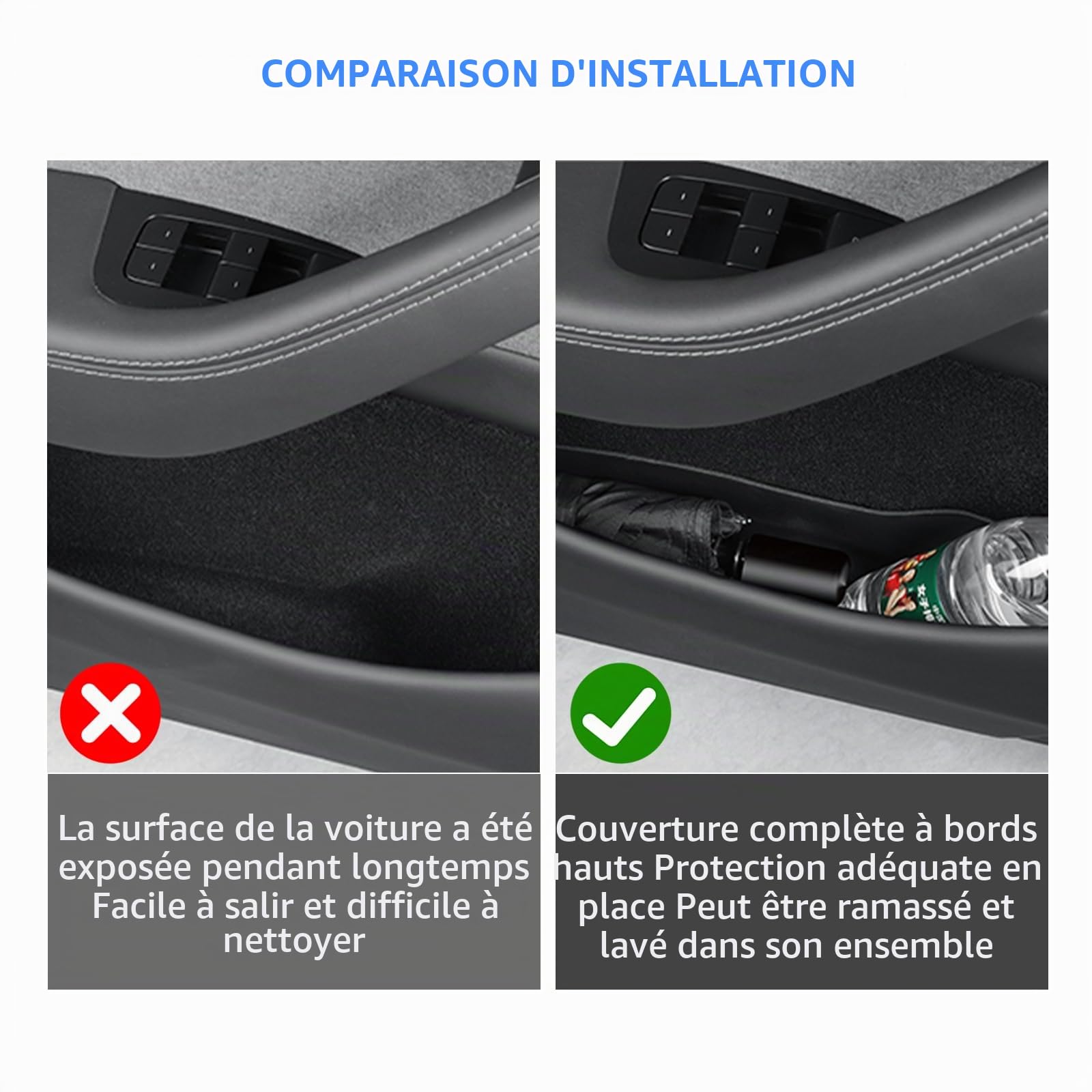 Boîte de Rangement pour Poche Latérale de Porte pour Tesla 2025 Model Y Juniper, étanche Avec Poches Latérales Avant et Arrière, Plateau de Rangement de Porte pour Model Y Juniper Accessoires