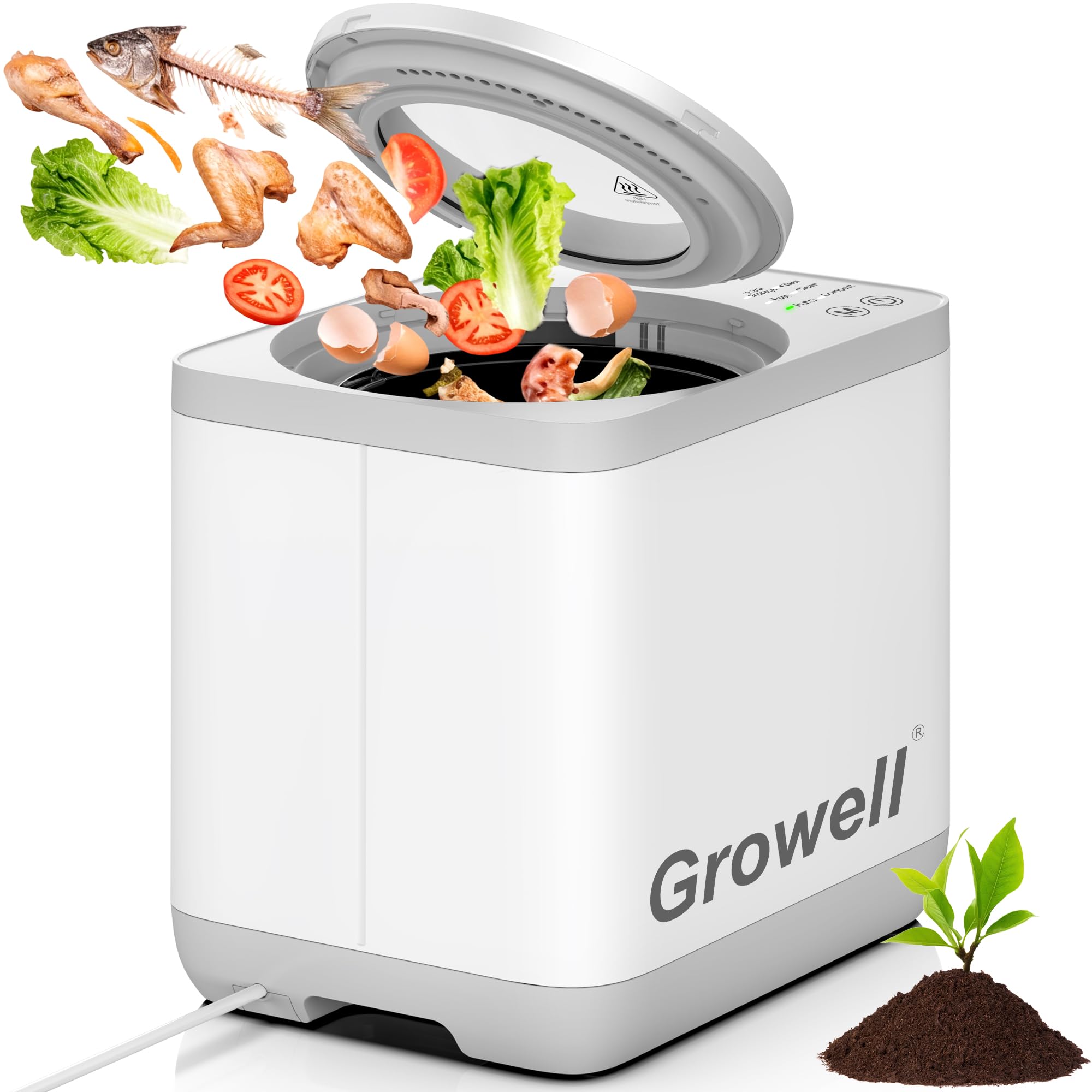 Growell 5L Electric Composter for Kitchen, Indoor Countertop Composter Bin