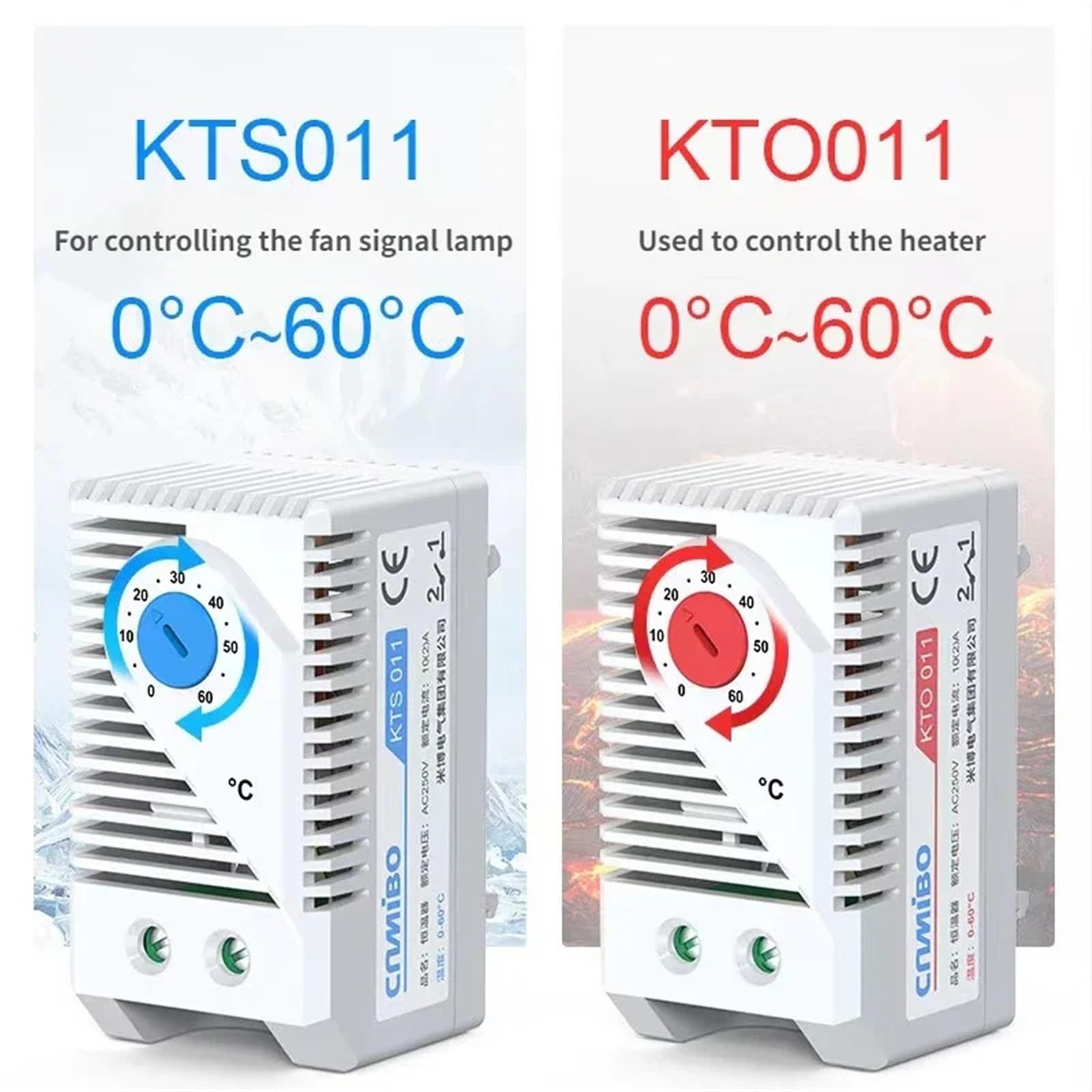1 pz Regolatore di temperatura KTO011 Interruttore meccanico KTS011 NO NC 0-60℃ Termostato for armadio e controllo 'umidità AC 250V 10A(KTO011-NC)