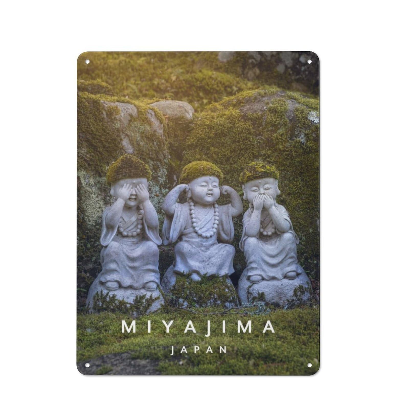 Junmoney Miyajima Statue Rustic Tin Sign 40X30cm For Living Room Or Hallway, Suited To Living Room Decor Lovers