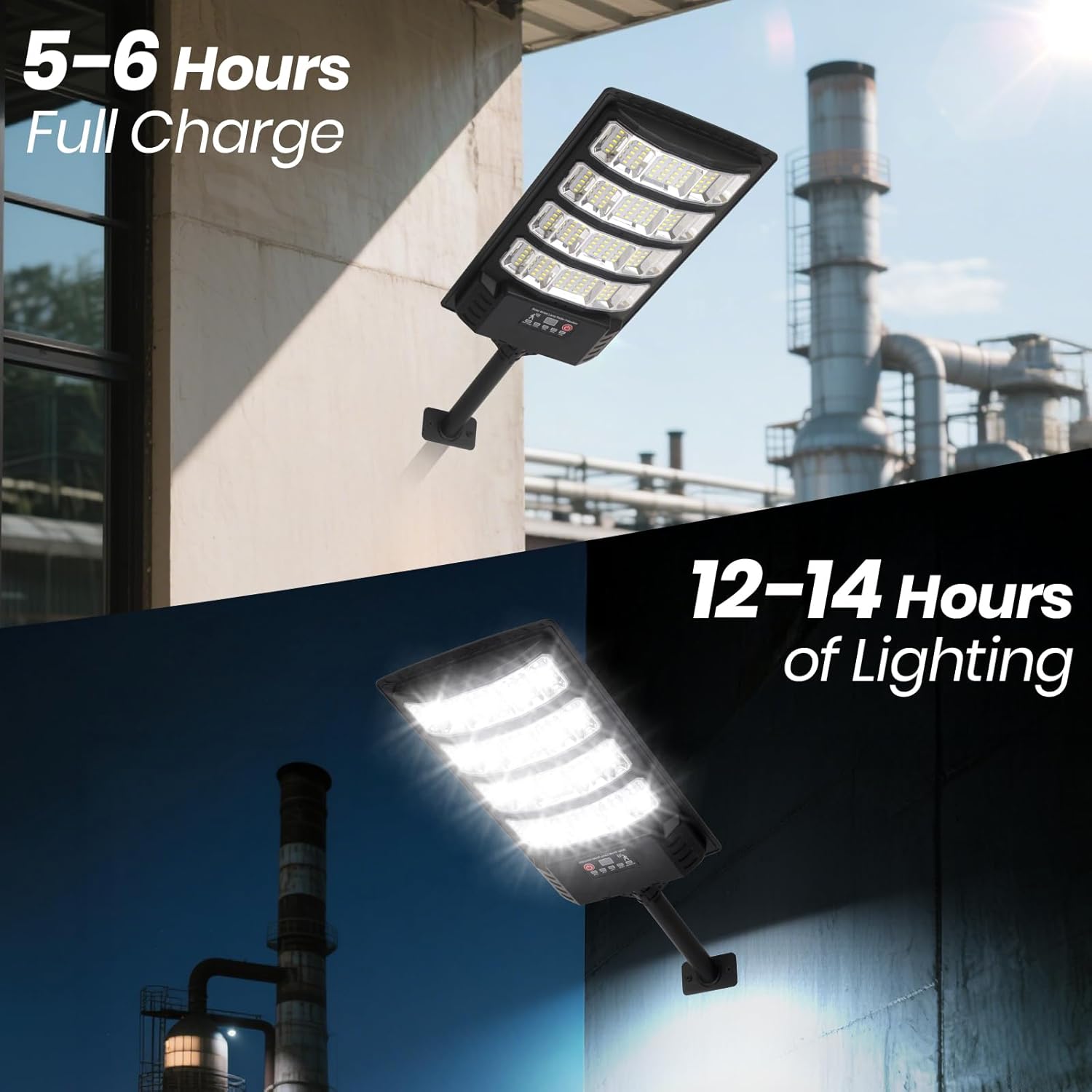 Solar Powered Outdoor Lights, 6500K Large LED Flood Lighting with Motion Sensor & Remote, Waterproof Dusk to Dawn Wall, Patio, Farm Lights for Garden, Yard, Garage