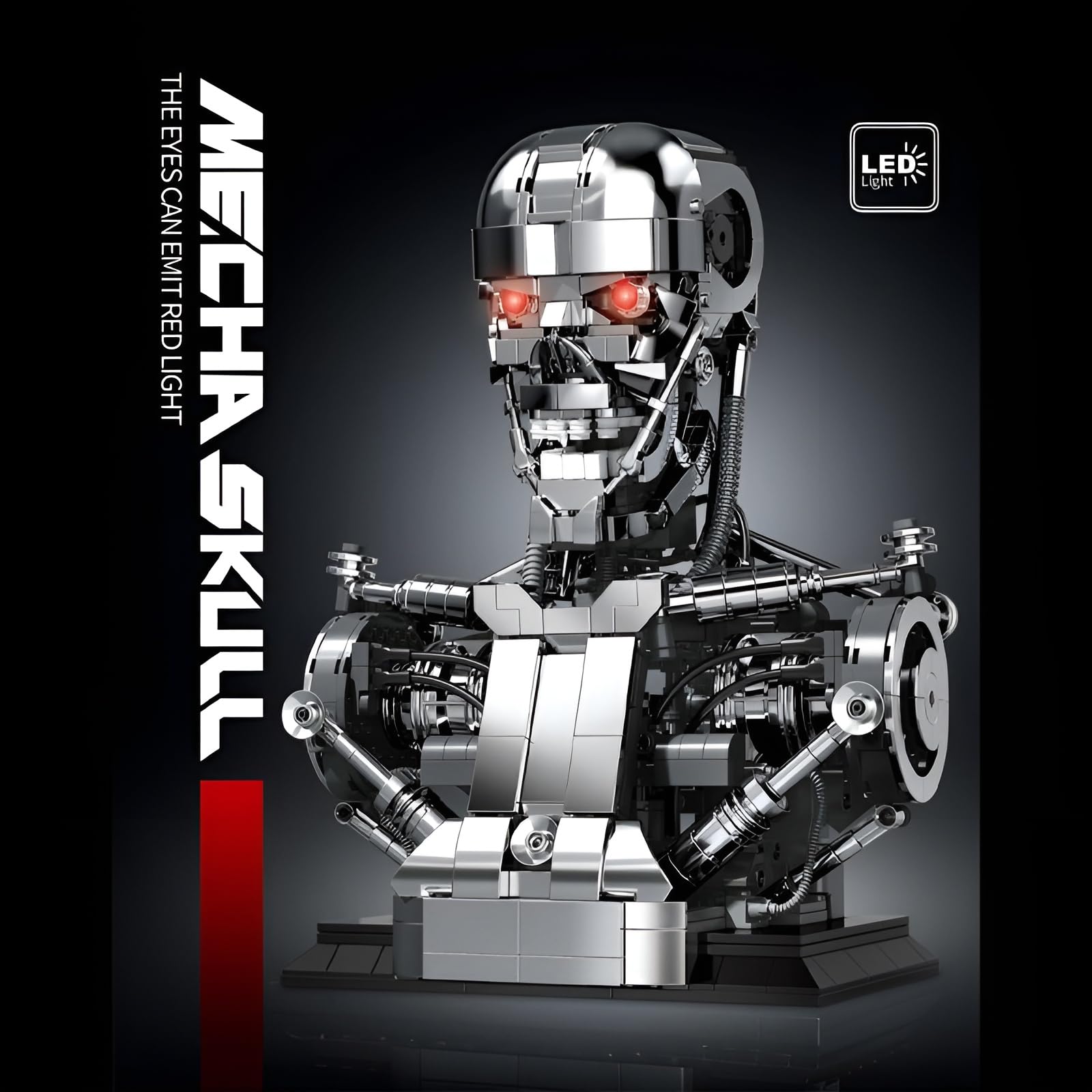 Cyborg Skelett Bausteine Bausatz, 1469Stk Filmcharakter Tech Totenkopf Spielzeug, Mechanischer Klemmbausteine, Sci-Fi Sammlerstück Display Modell für Erwachsene Enthusiasten, Heimbüro Dekor(4010)