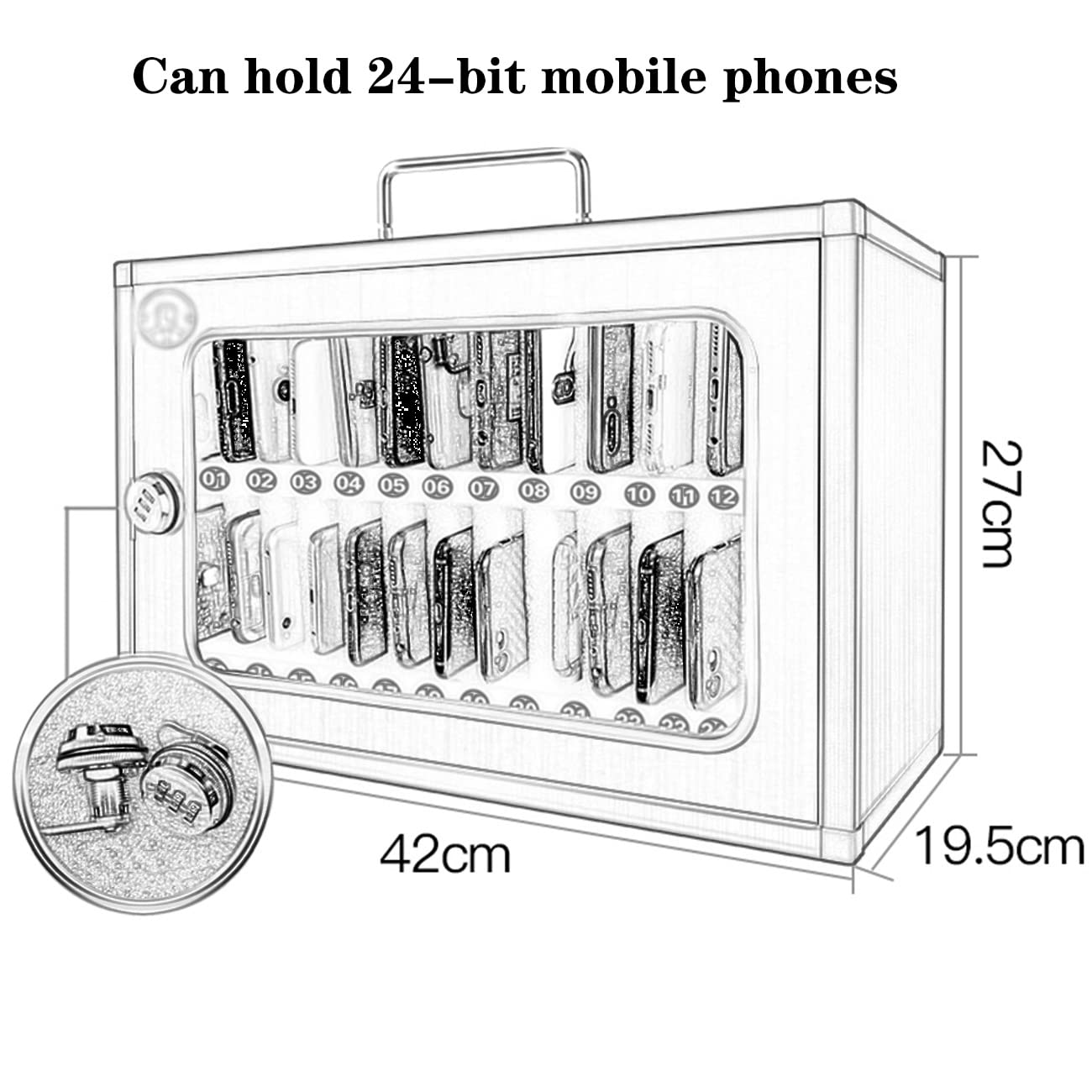 Armadietti telefonici in acciaio inossidabile con codice di sicurezza - Armadio di archiviazione per telefoni cellulari a parete per dipendenti - Soluzione di archiviazione sicura per uffici e aziende