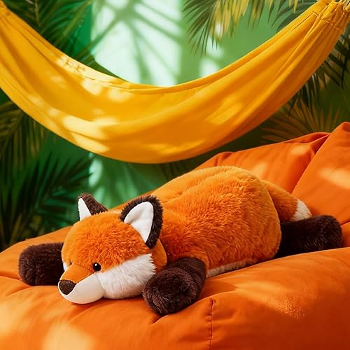 Miniatura 2 de ARELUX Animales de peluche de zorro rojo suave de 18 pulgadas almohada de cuerpo de zorro de peluche linda y acogedora, juguetes de animales