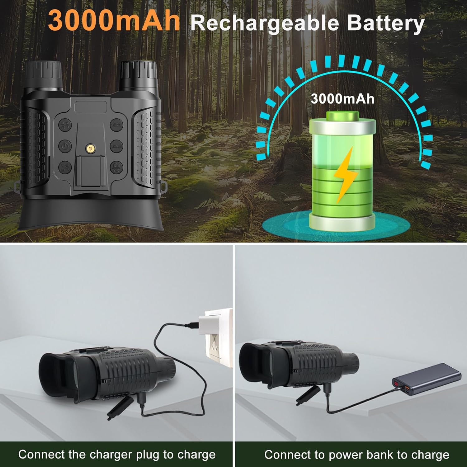 Head Mounted Night Vision Goggles, 1312FT Infrared Binoculars for Adults, 8X Zoom 7-Level IR, 32GB Card, IP54 Waterproof for Hunting, Camping, Wildlife Watching & Outdoor Exploration