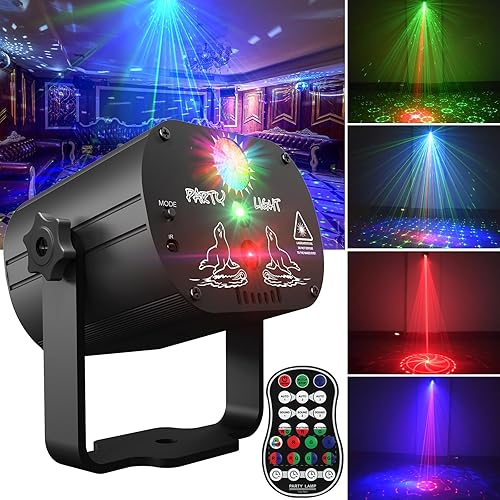 Miniatura 1 de POCOCO Luces de fiesta de escenario de discoteca para DJ, luz láser, activada por sonido, proyector estroboscópico RGB con control remoto para