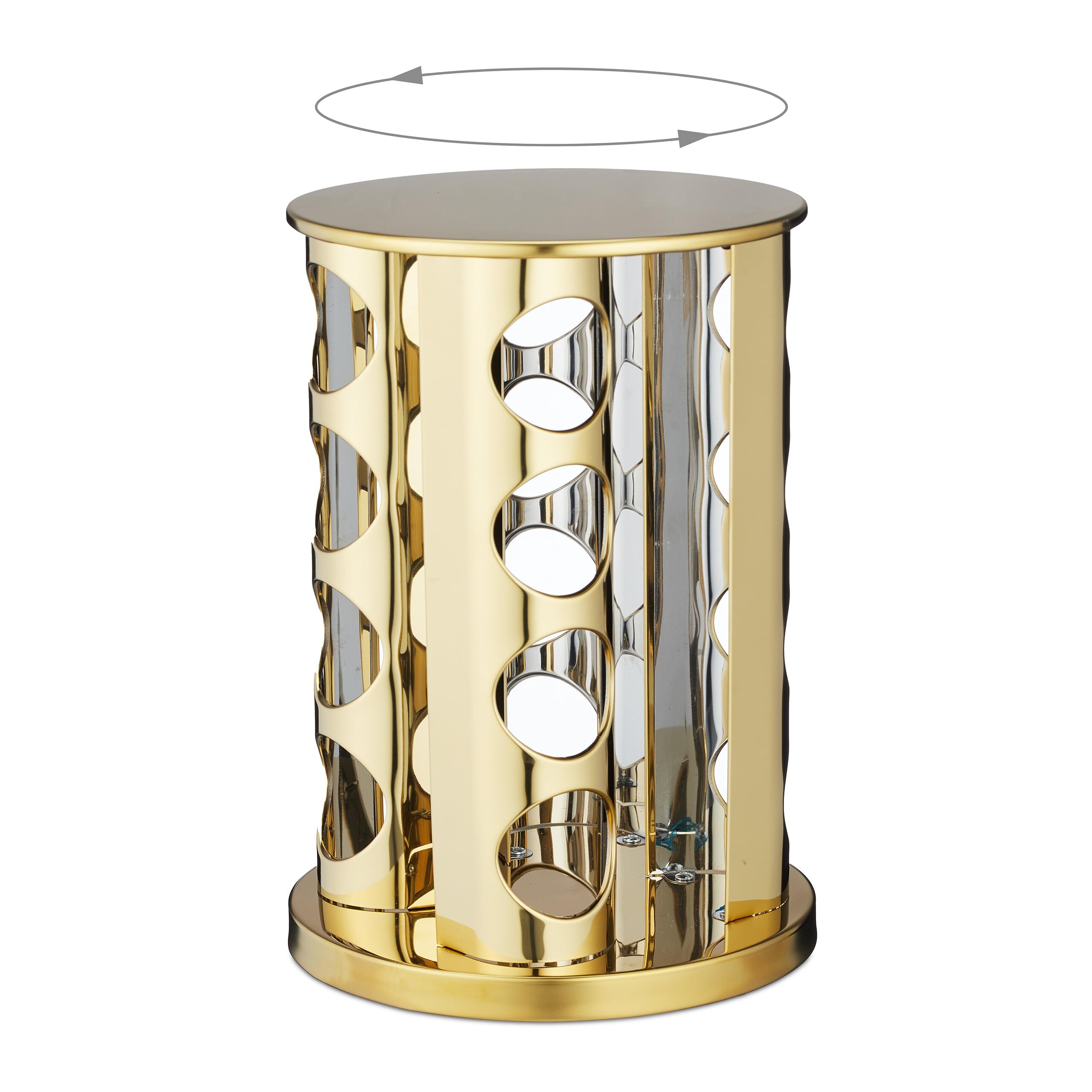 Relaxdays Tourniquet à épices, Acier Inoxydable, 16 Pots en Verre, Rotatif à 360°, HxD : 27,5 x 20 cm, doré