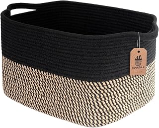 Goodpick Cotton Rope Cube Storage Bins 13x10x9 - Woven Shelf Baskets for Toys, Laundry, Books, Closet Organization