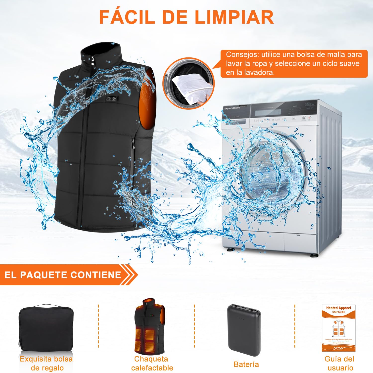 Chaleco Calefactable Hombre, Calefacción Térmico con 15 Zonas, Calentamiento Chaleco con batería de 10000mah, Dual Inteligente Ropa Calefactable para Moto Caza