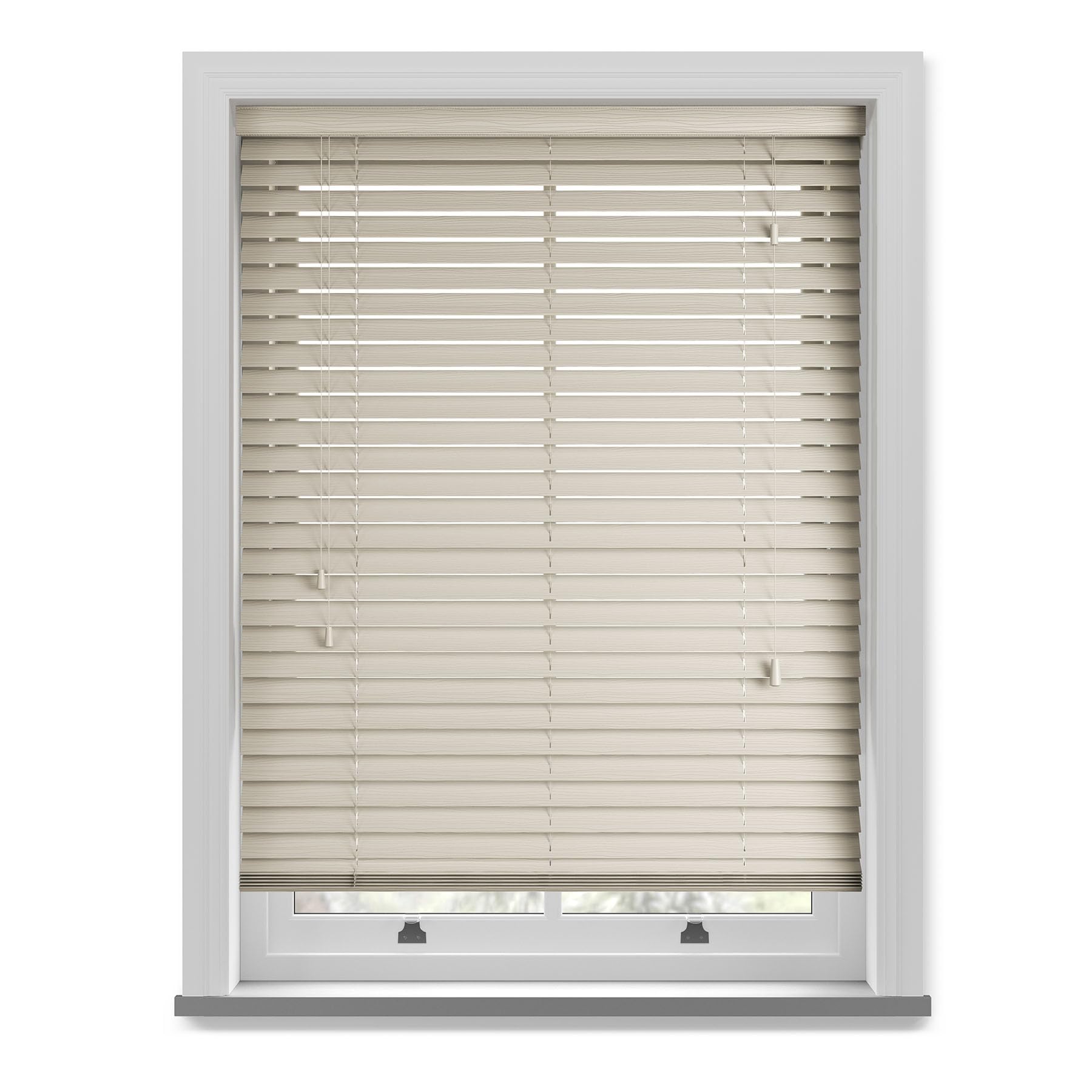Custom Venetian Blinds with Strings – Fine Grain Faux Wood Venetian Blinds – Cut to Fit Blinds, Upto 120cm x Upto 180cm – Made to Measure Blinds for Bedrooms, Bathrooms or Kitchens by New Edge Blinds