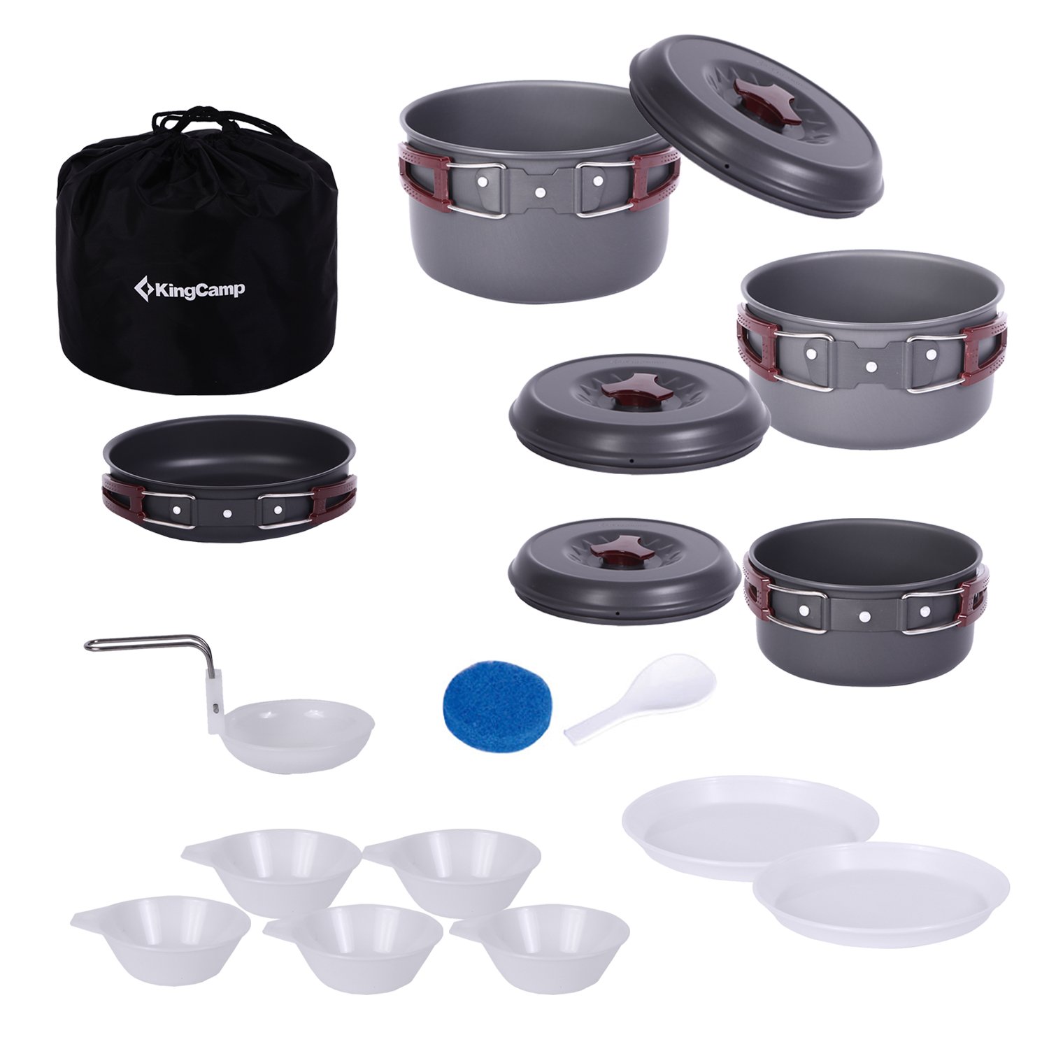 KingCamp Campingküche faltbar, Campingschrank Bambus, Outdoor Küche mit Stauraum, Windschutz, Stabiler Aluminiumrahmen,Camping Möbel für BBQ Picknicks Camping,(Campingschrank mit Lampenhalter