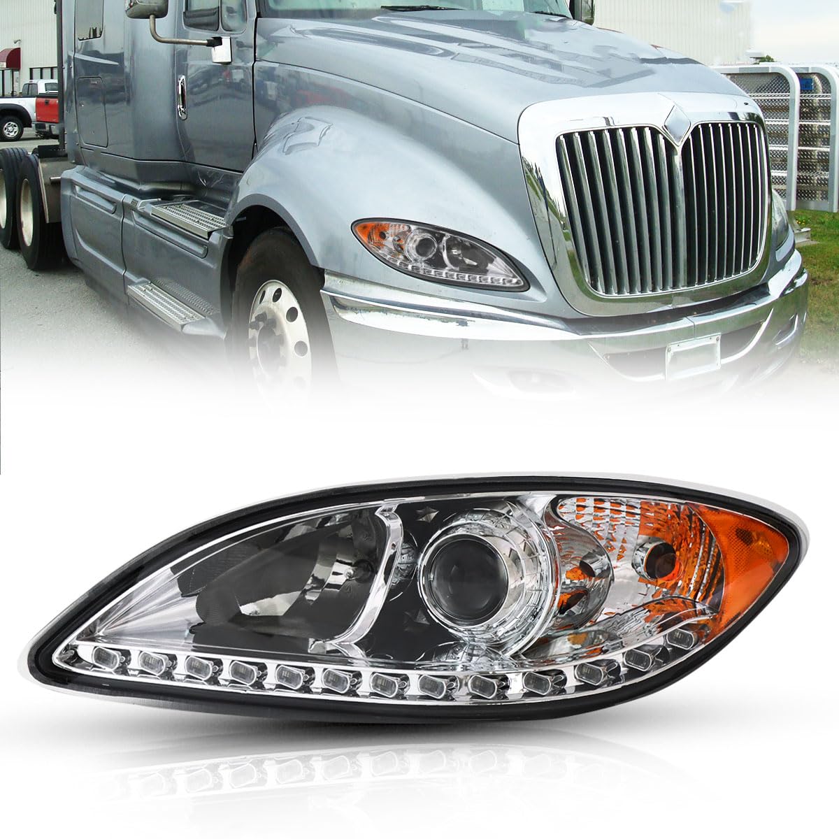 For International Prostar Headlight 2008 2009 2010 2011 2012 2013 2014 Driver Left Side Headlamp Assembly Replacement (Right)
