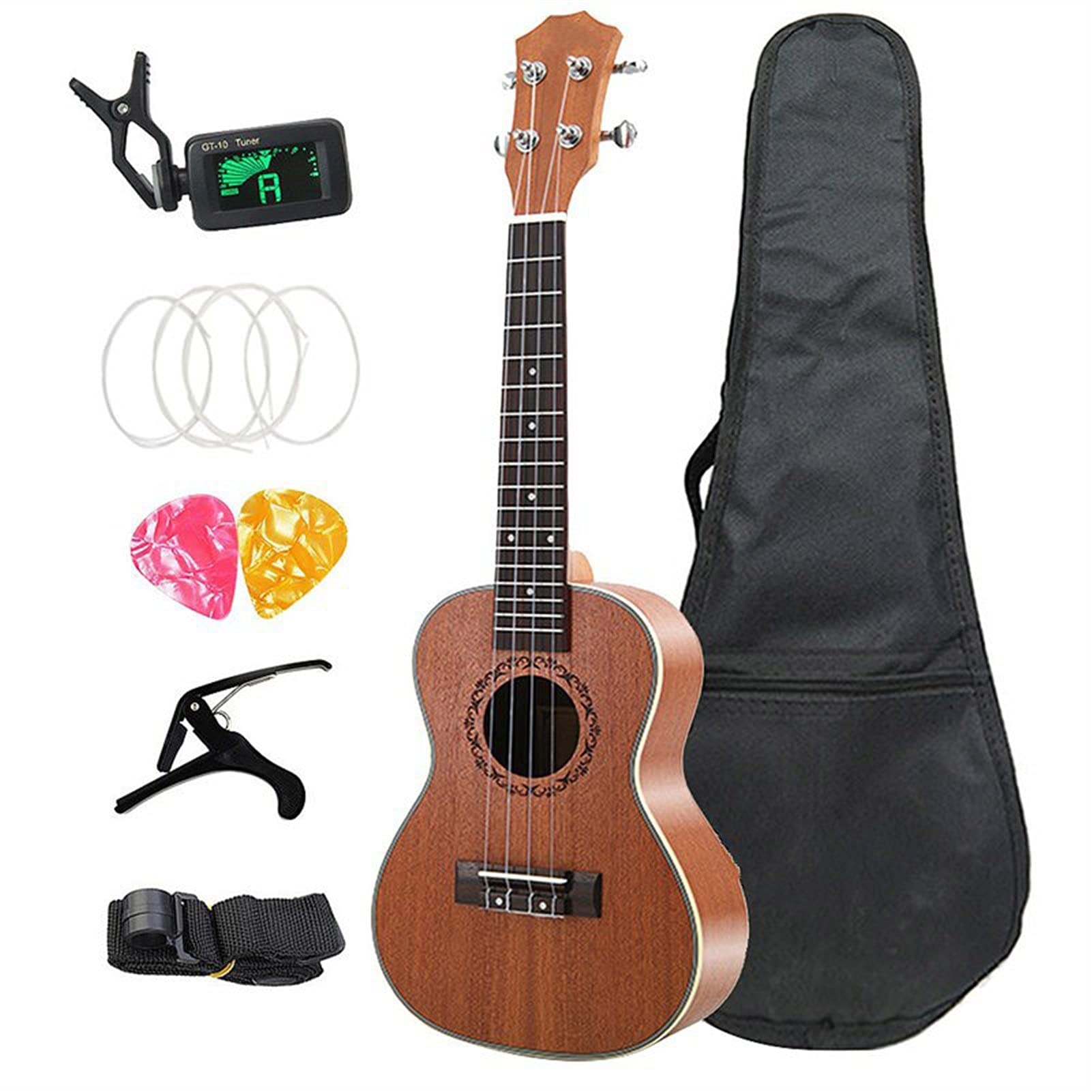 Ukulele Bausatz Konzert-Ukulele 21-Zoll- Sopranistik Ukulele Hawaii Hawaiianische Mini- Gitarre Sapele 4 Saiten Gitarre Für Anfänger Gitarrist