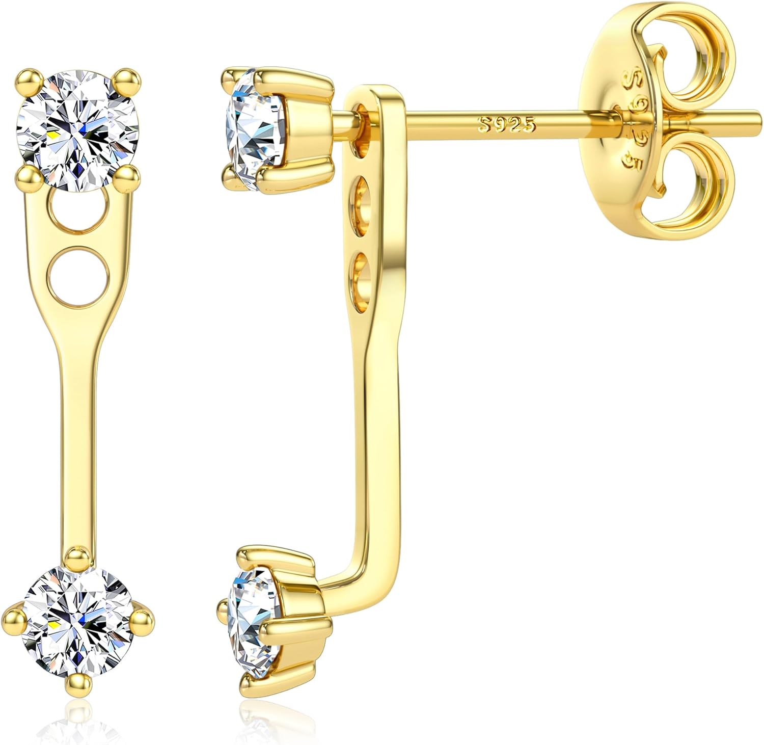 Moissanite Stud Earrings 925 Sterling Silver Earring Jacket Women Men Hypoallergenic 18k Gold Filled Studs Trendy Gifts for Her D Color VVS1 Clarity