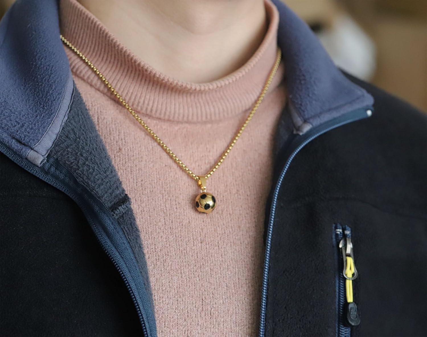 Rnivida 3D Soccer Necklace - Solid Stainless Steel Ball Pendant for Fans Team Jewelry Gift - Image 3