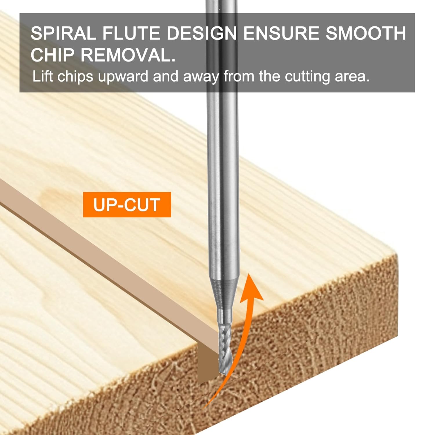 HARFINGTON Spiral Router Bit 1.5mm Cut Dia 1/8" Shank Up Cut Solid Carbide 1 Flute CNC End Mill Milling Bits for Wood Plastic Soft Metal (6mm Cut Length 38.5mm Long)