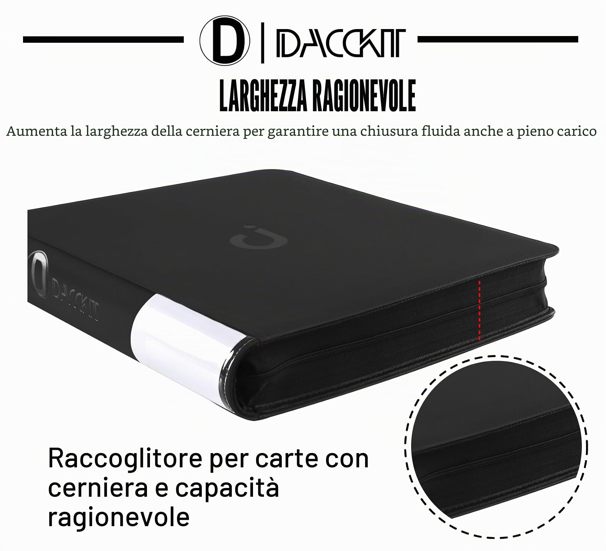 Raccoglitore di carte di alta qualità, 20 tasche, per 2000 carte, album senza anelli da 12,7 x 10,2 cm, con maniche, compatibile con carte da trading e sportive (modello A, nero classico)