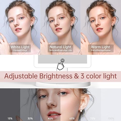 Miniatura 3 de Funtouch espejo grande iluminado con 35 luces LED, con sensor táctil, aumento de 10X y rotación de 360°, ideal para cosmética y maquillaje, modelo