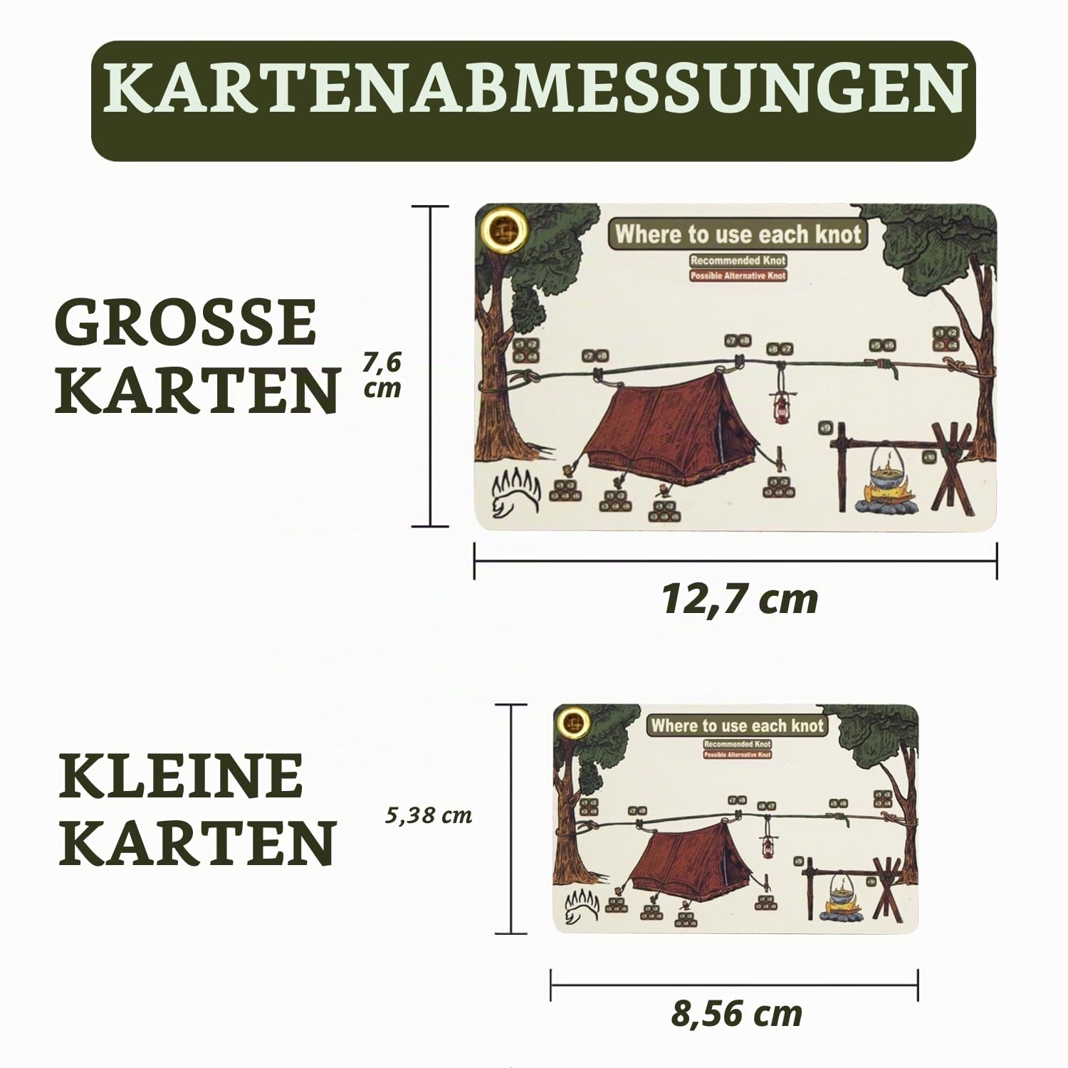 The Bear Essentials Knotenbindungsset – Beste Camping-Knoten-Edition – wasserdichte Knotenkarten, Übungsseile, in unserer Aluminiumdose