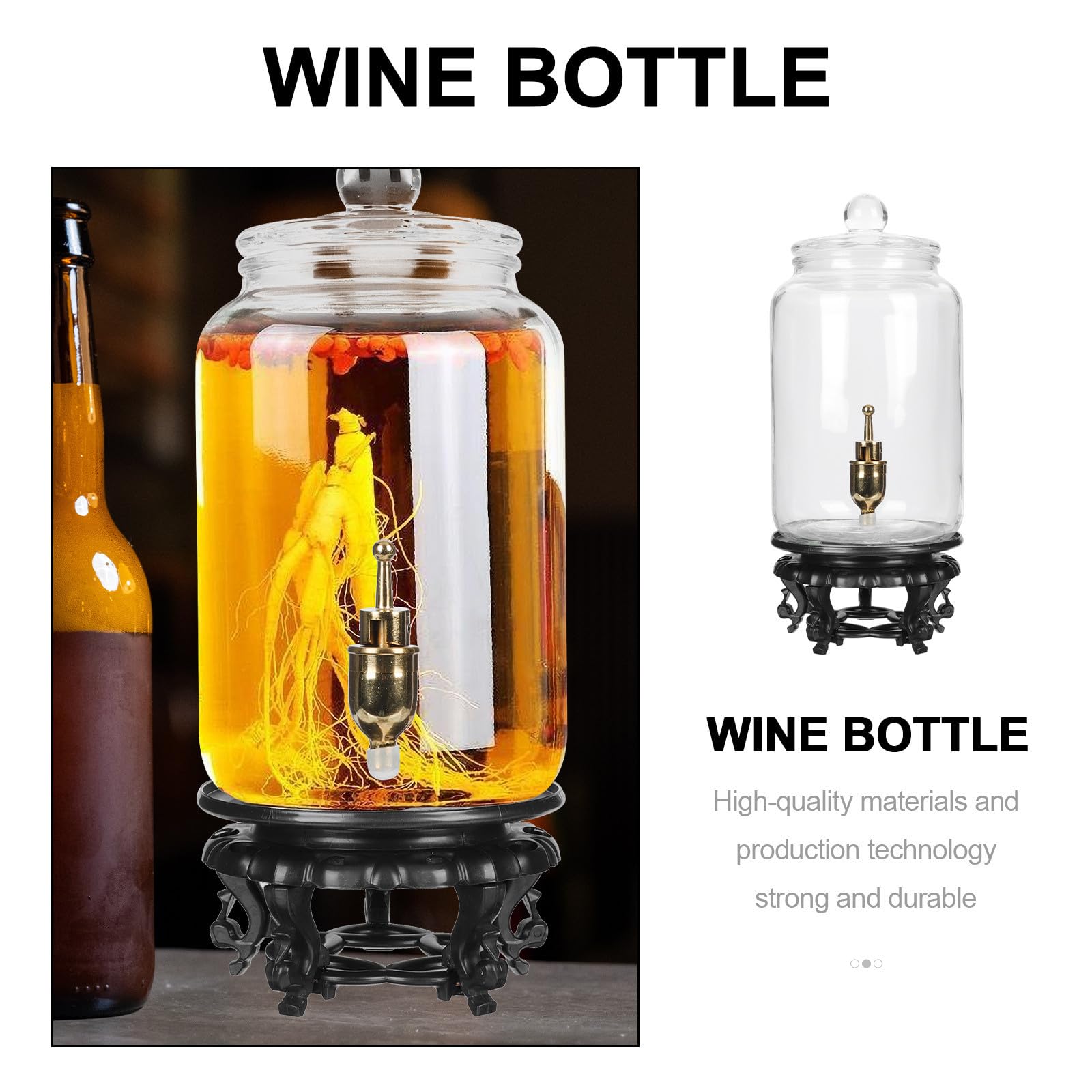 Abaodam Transparenter Glas Braubehälter 2,5l mit Zapfhahn und Abs Boden Versiegelte Weinflasche für Indoor und Outdoor zur Saft und Weinbereitung