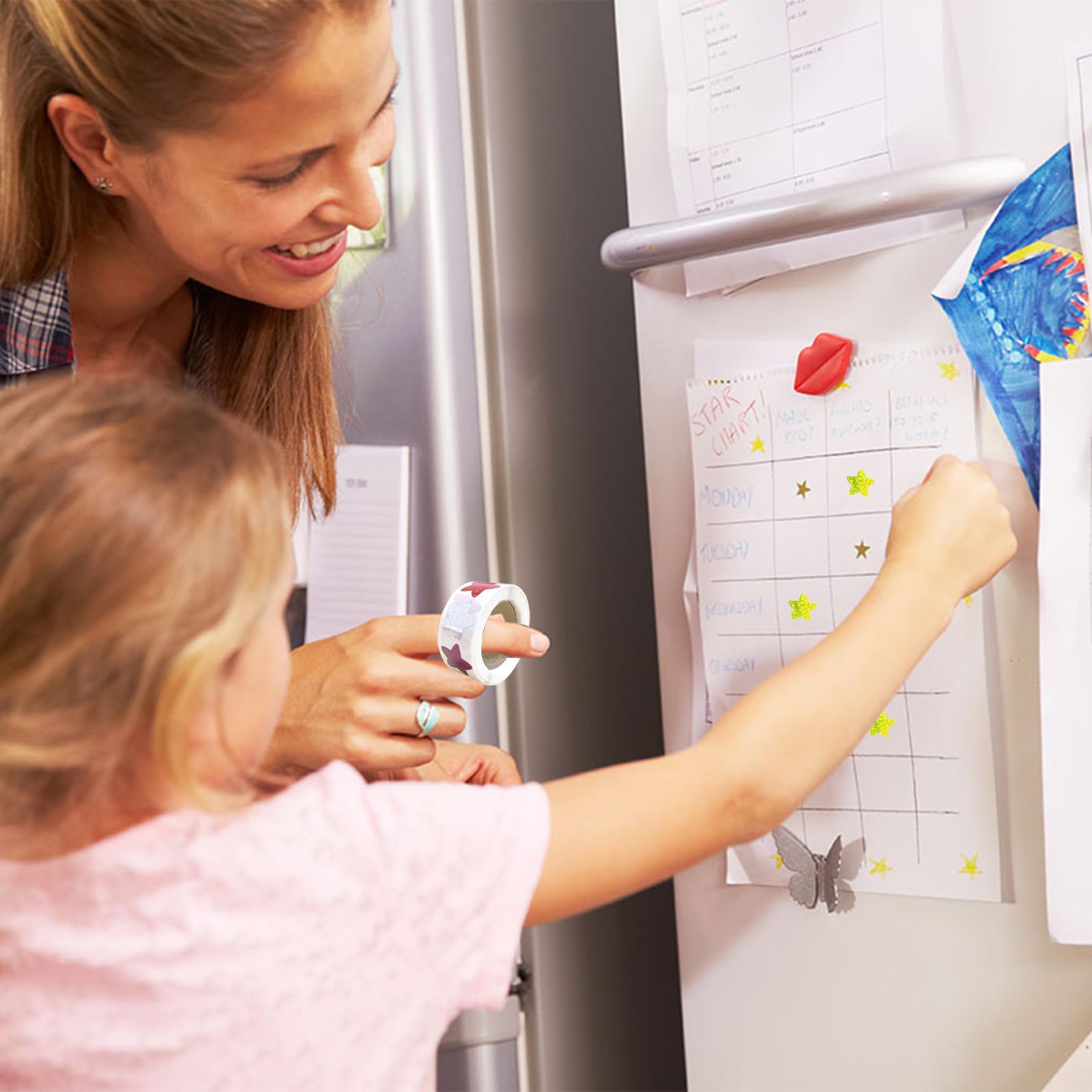 2 Rotoli Di Adesivi per Bambini Con Stelle Scintillanti Adesivi