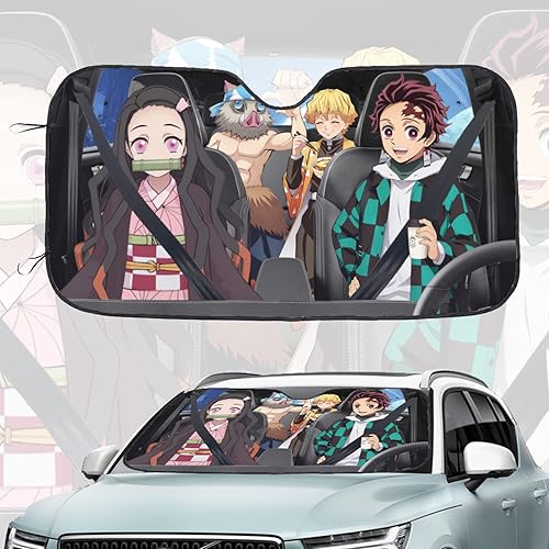 Miniatura 1 de Parasol para parabrisas de automóvil con bonitos personajes de anime, accesorios para la mayoría de automóviles, mantiene tu vehículo fresco, 51 x