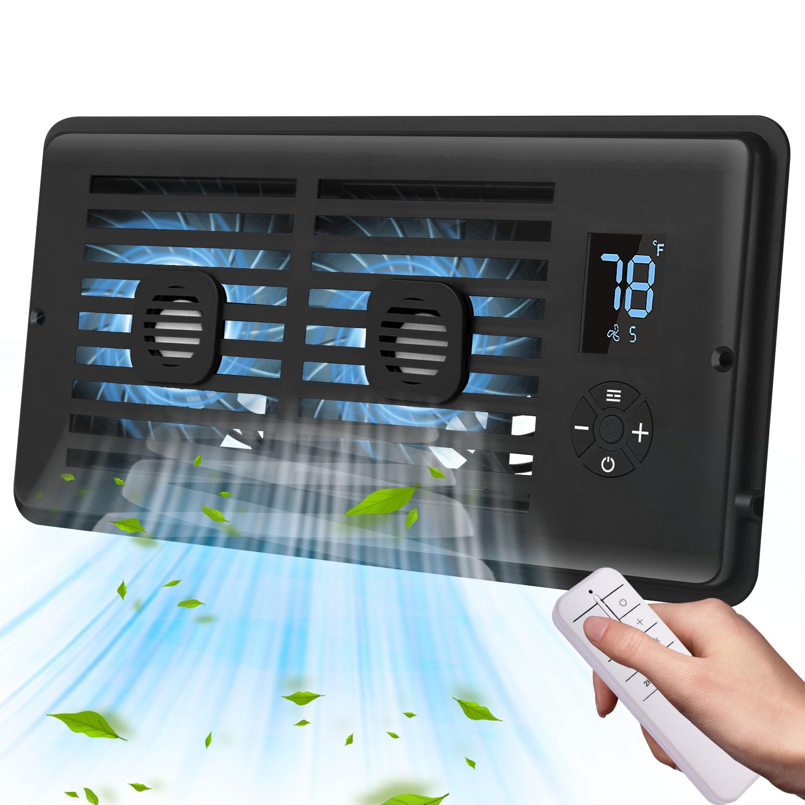 Register Booster Fan Fits 4" x 10" Register Holes, Vent Fan with DIY Scent Diffuser,Quiet 10-Speed Smart Heating Cooling AC with LCD Screen,Remote Control and Thermostat Control for Home,Wall,Floor